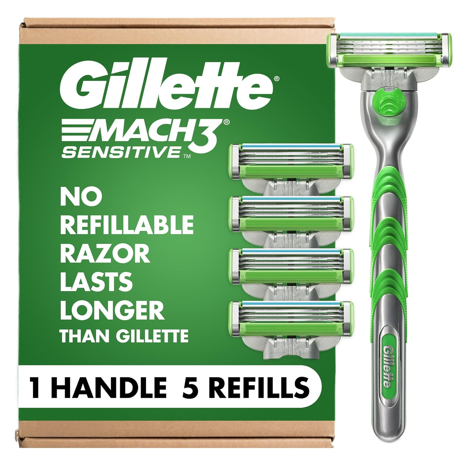 RASURADOR GILLETTE MACH3 SENSITIVE CON 1 MANGO Y 5 REPUESTOS DE CUCHILLAS - 1