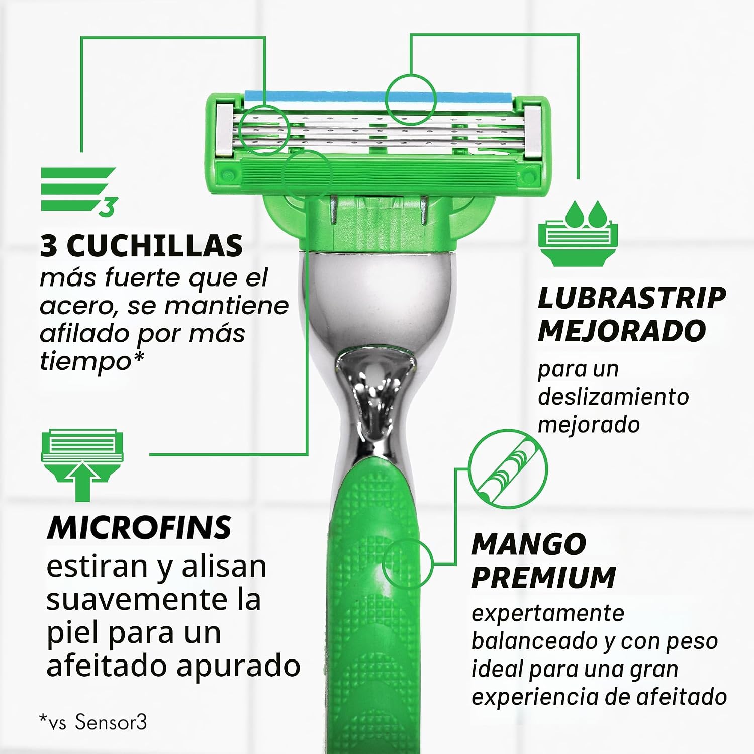RASURADOR GILLETTE MACH3 SENSITIVE CON 1 MANGO Y 5 REPUESTOS DE CUCHILLAS - 2