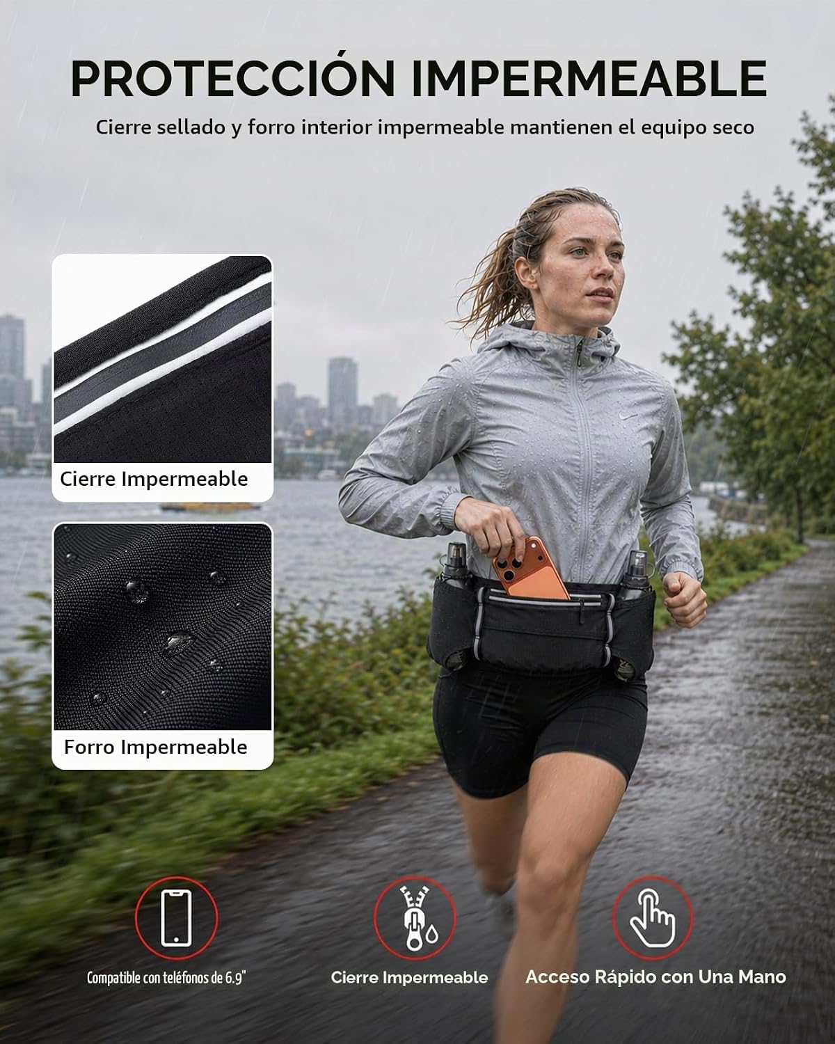 CINTURÓN DE HIDRATACIÓN UTOBEST RUNNING CON 2 BOTELLAS BLANDAS Y 6 BOLSILLOS B5 - 4