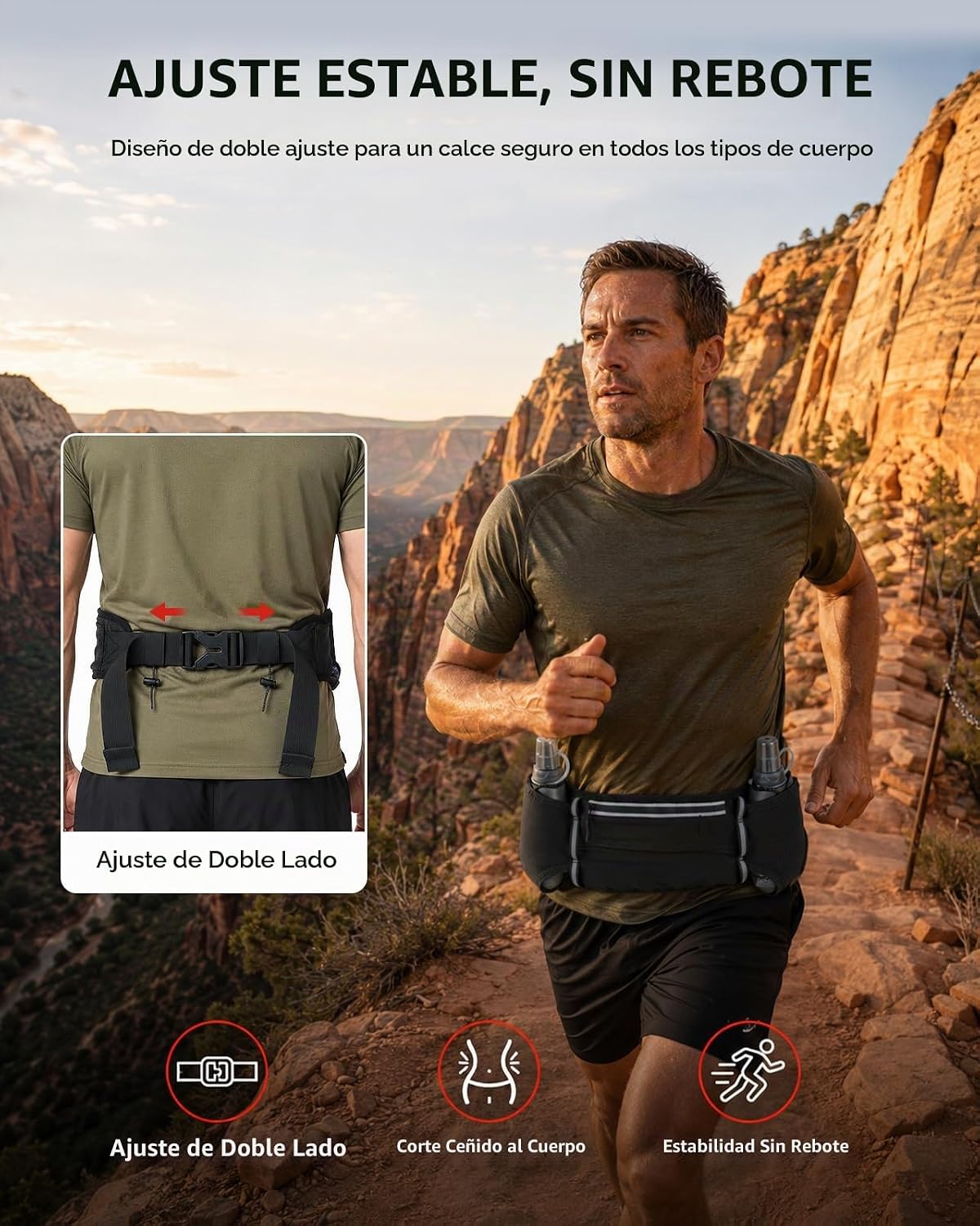 CINTURÓN DE HIDRATACIÓN UTOBEST RUNNING CON 2 BOTELLAS BLANDAS Y 6 BOLSILLOS B5 - 5