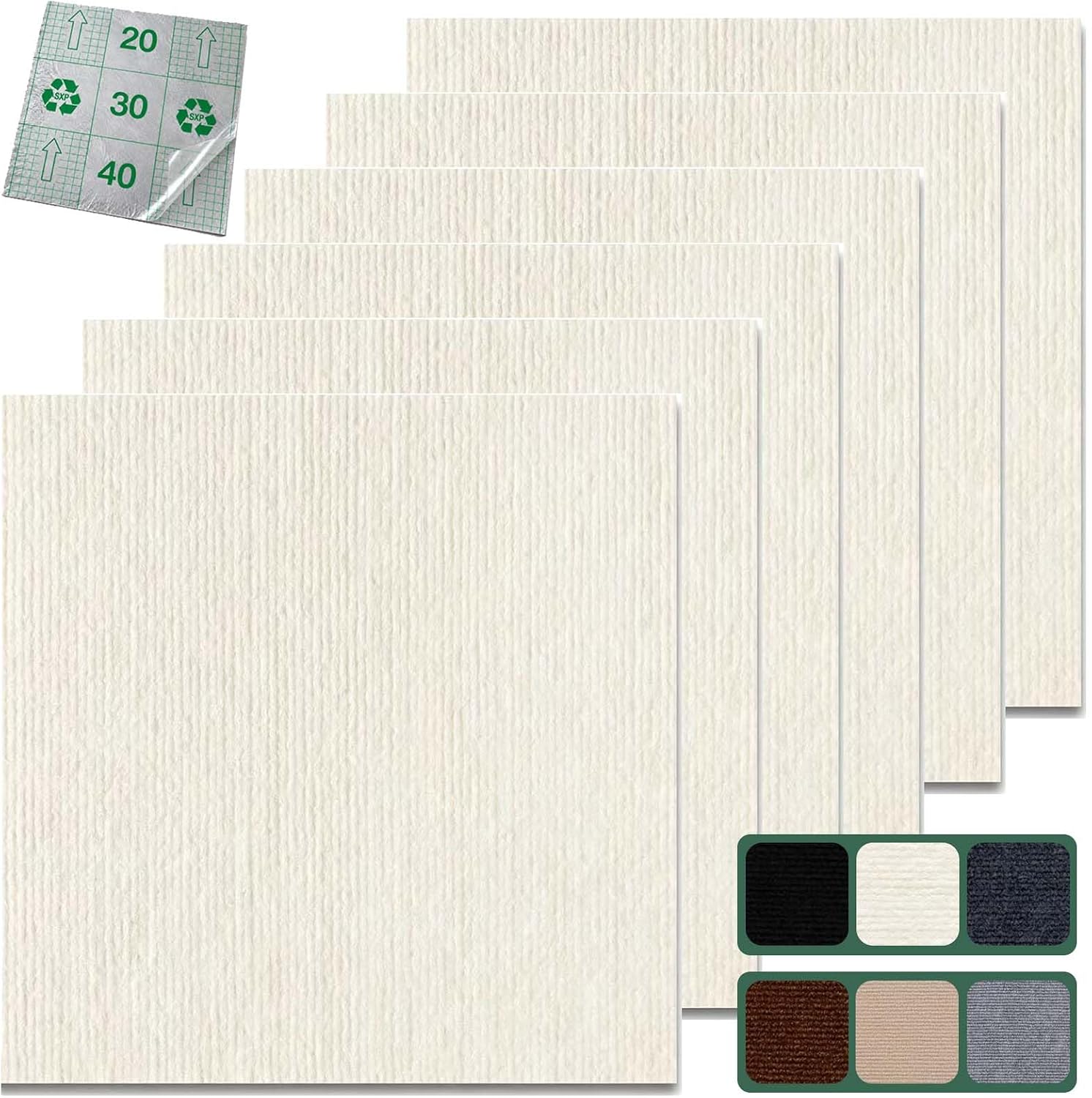 BALDOSAS ADHESIVAS PARA ALFOMBRA SNFGWVH 30 UNIDADES 30X30 CM BLANCO - 1