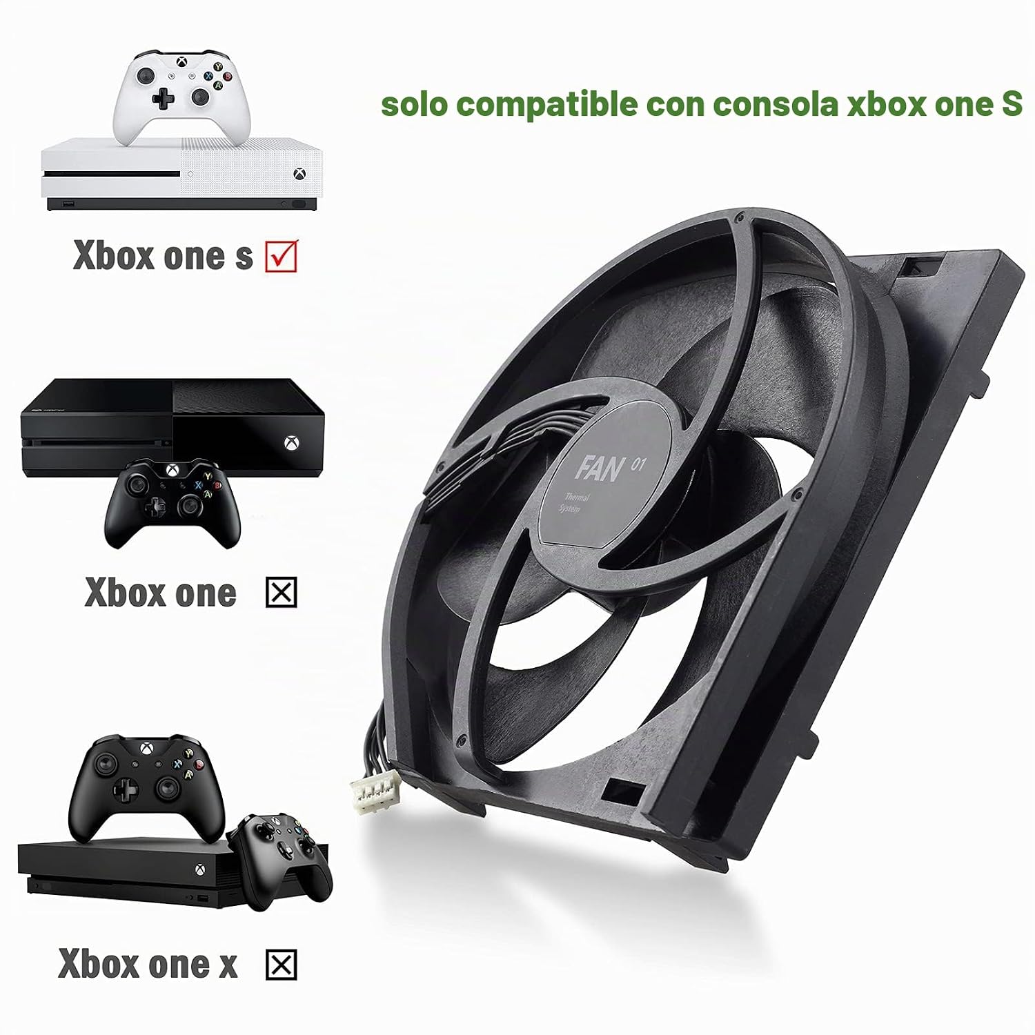 VENTILADOR INTERNO DE REEMPLAZO PARA CONSOLA XBOX ONE S GORLISKL CON HERRAMIENTA Y PASTA TÉRMICA - 2