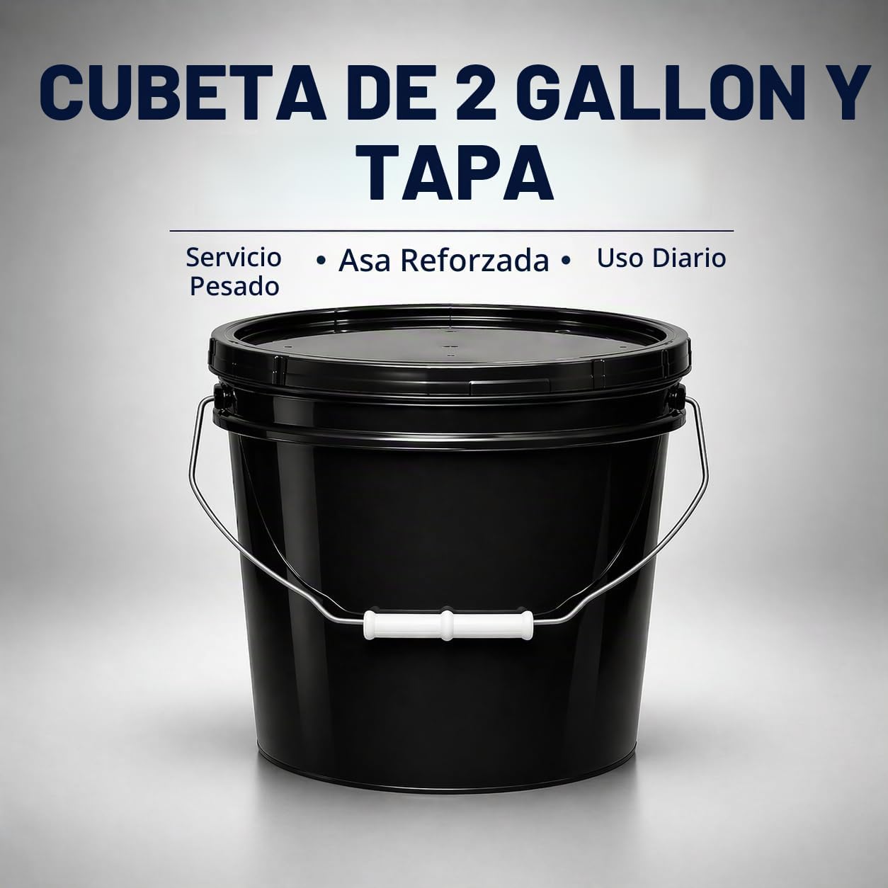 BALDE MKS PLASTICS NEGRO 2 GALONES GRADO ALIMENTICIO CON TAPA HERMÉTICA 2 UNIDADES - 3