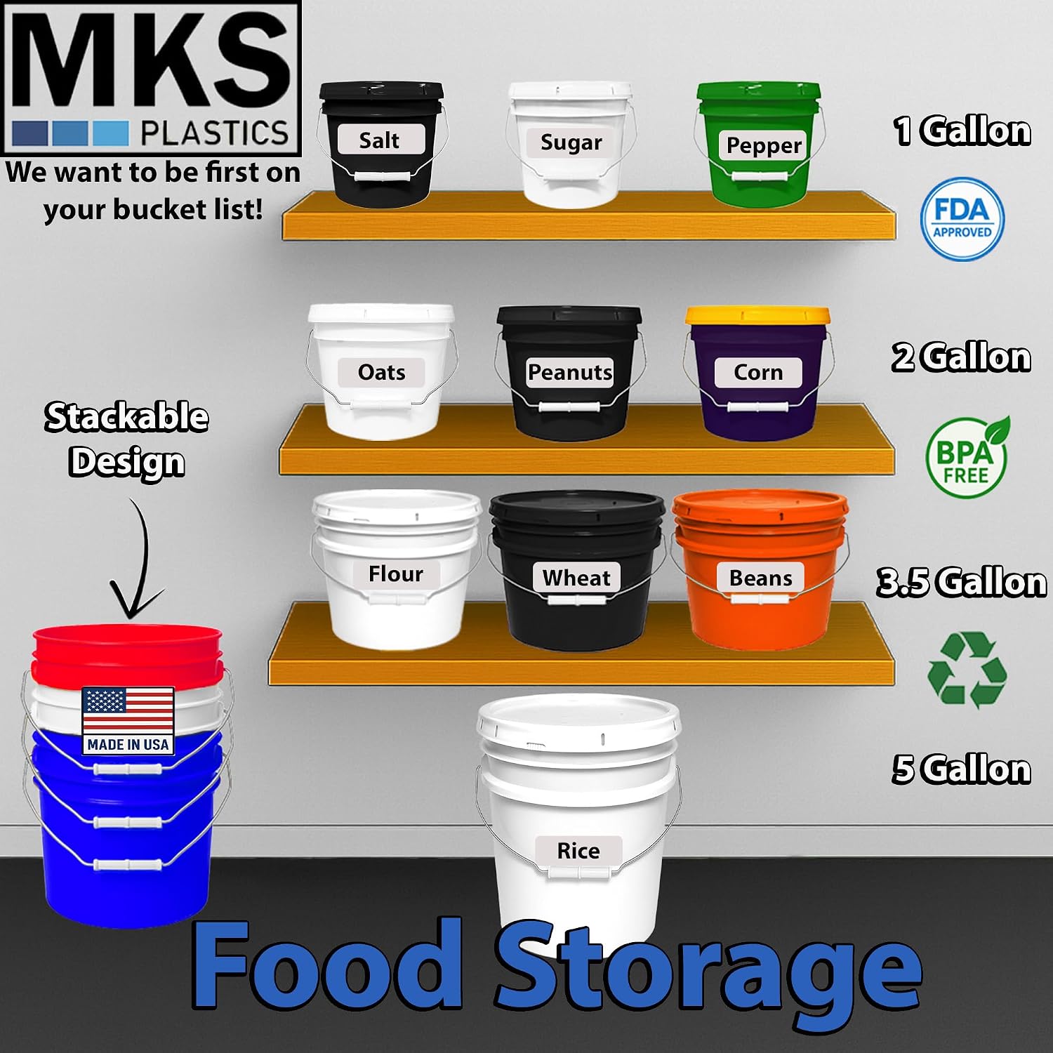 BALDE MKS PLASTICS NEGRO 2 GALONES GRADO ALIMENTICIO CON TAPA HERMÉTICA 2 UNIDADES - 4