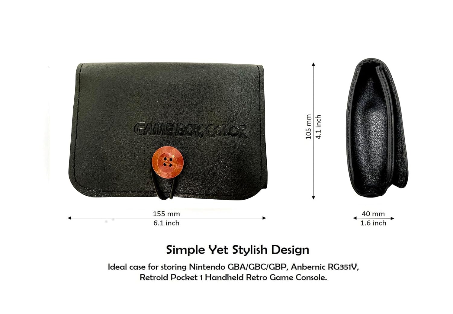 FUNDA PARA CONSOLA HISTCO ENTERPRISE PU GBC PARA GAME BOY COLOR Y SIMILARES NEGRA - 3