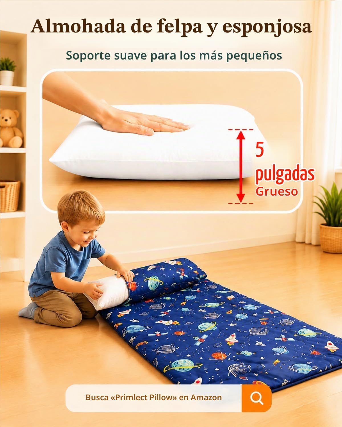 SACO DE DORMIR PARA NIÑOS PRIMLECT TODDLER NAP MAT CON ALMOHADA, EXTRA GRANDE Y ACOLCHADO - 5