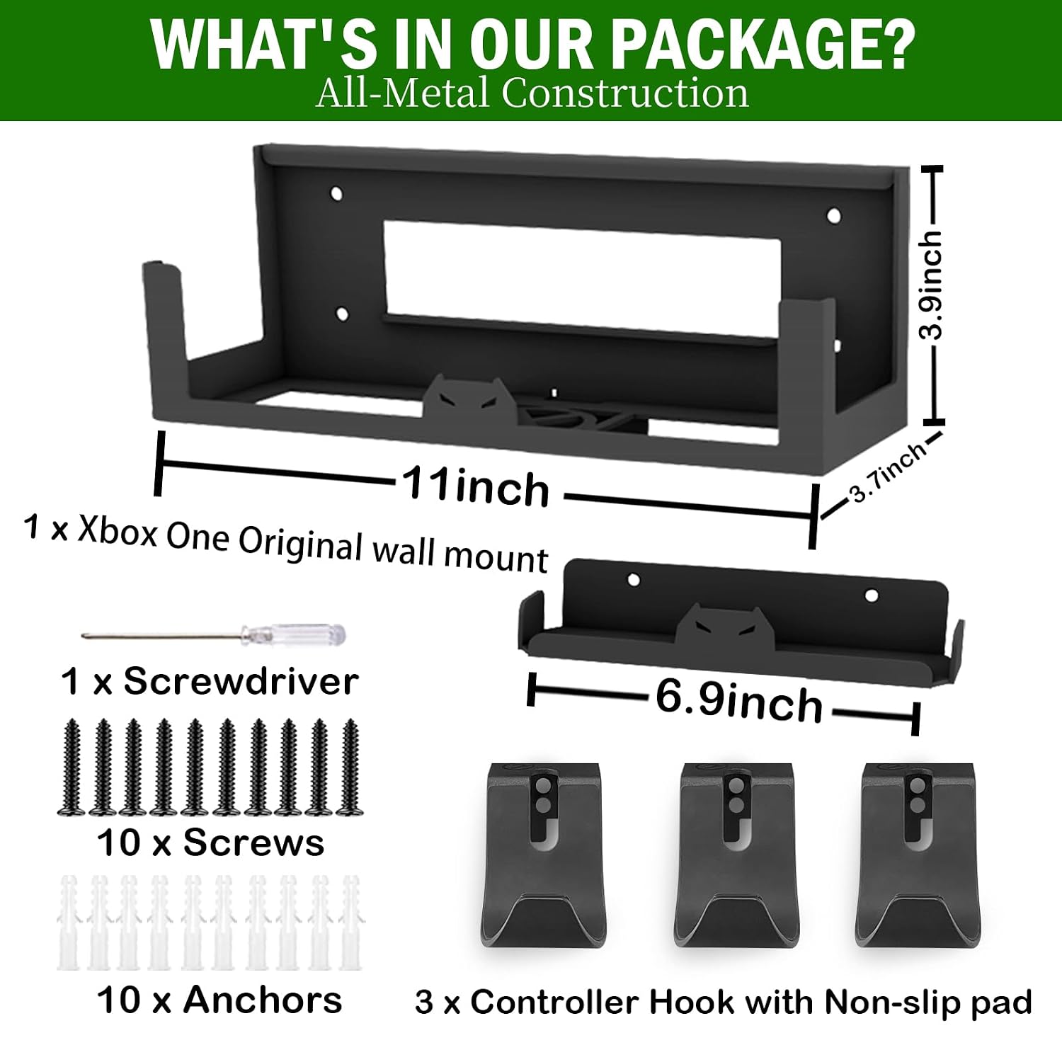 SOPORTE DE PARED BRACNOVA PARA XBOX ONE CON 3 GANCHOS DESMONTABLES Y SOPORTE PARA AUDÍFONOS - 3
