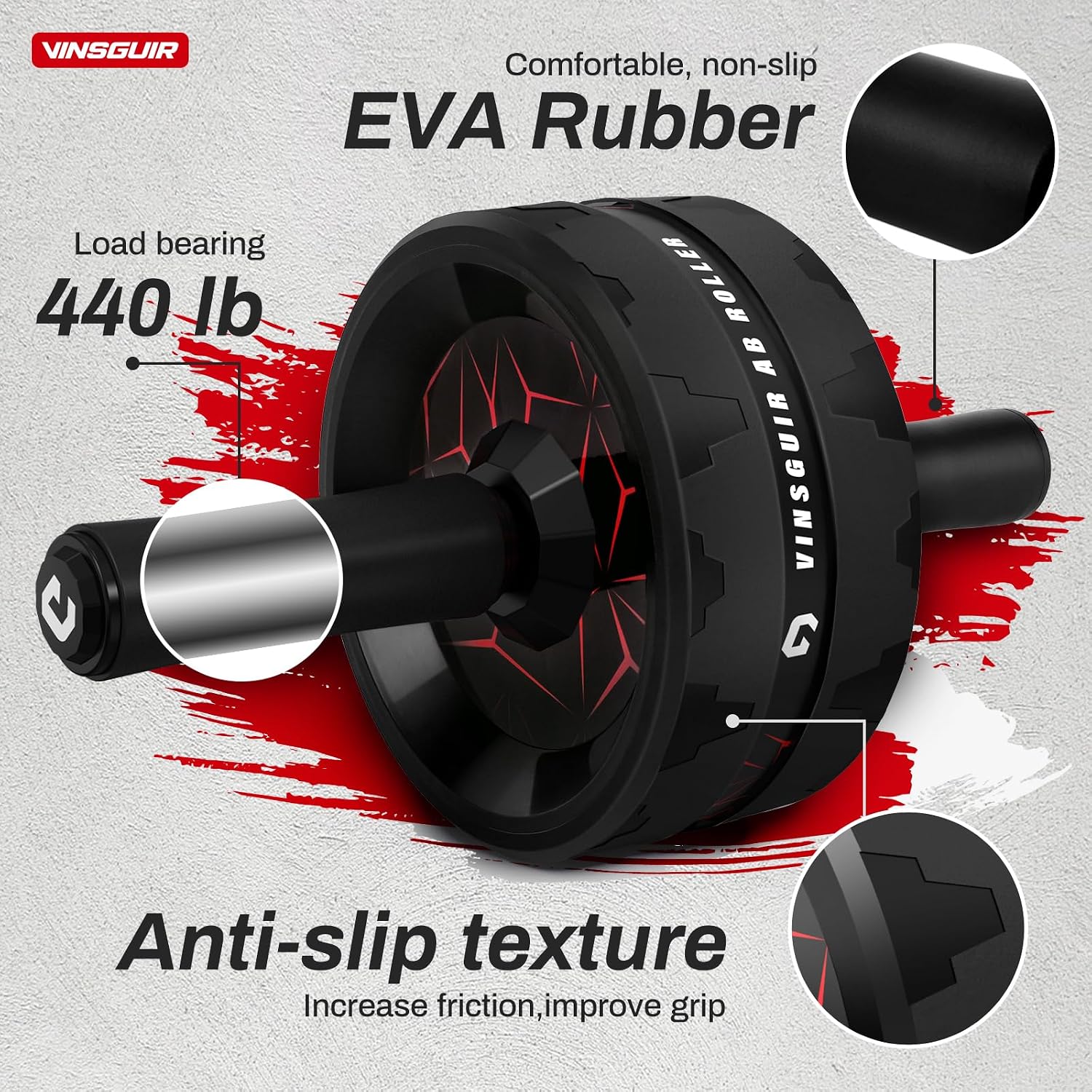 RUEDA PARA ABDOMINALES VINSGUIR CON SET DE RODILLERA - 4