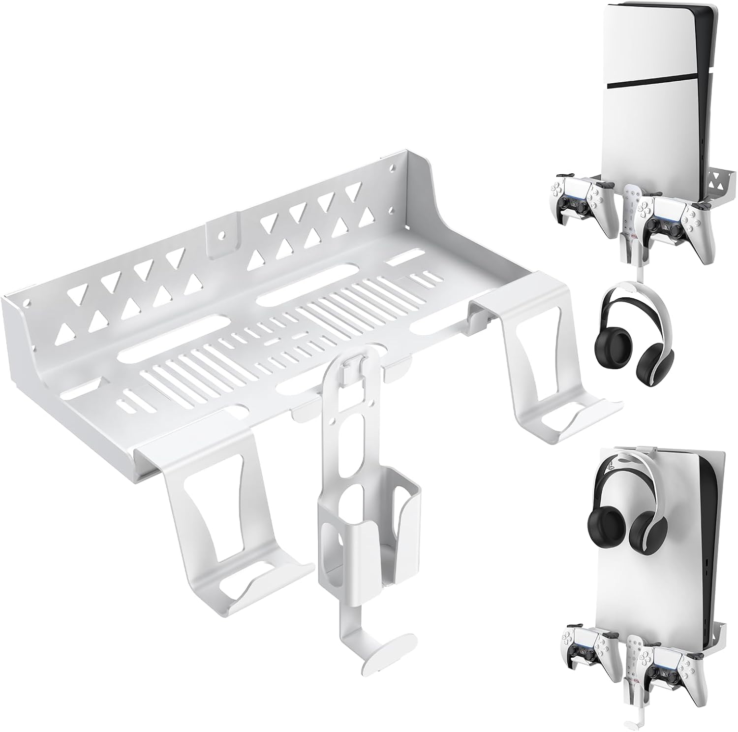 SOPORTE DE PARED PARA PS5 BIFONODKR CON 2 SOPORTES PARA CONTROLES Y SOPORTE PARA AUDÍFONOS - 1