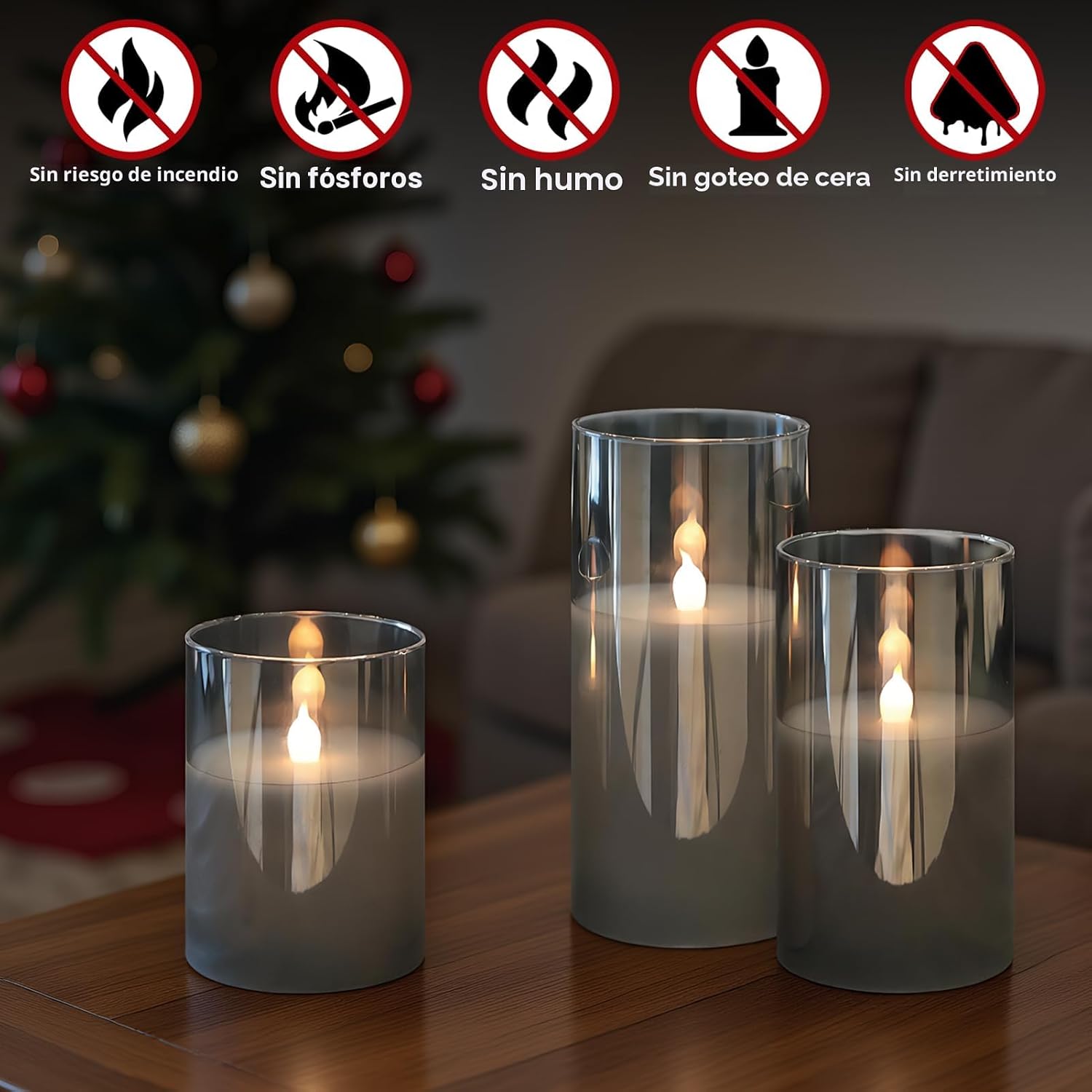 LETRERO LUMINOSO GENSWIN VELAS LED SIN LLAMA CON CONTROL REMOTO Y TEMPORIZADOR NEGRO - 4