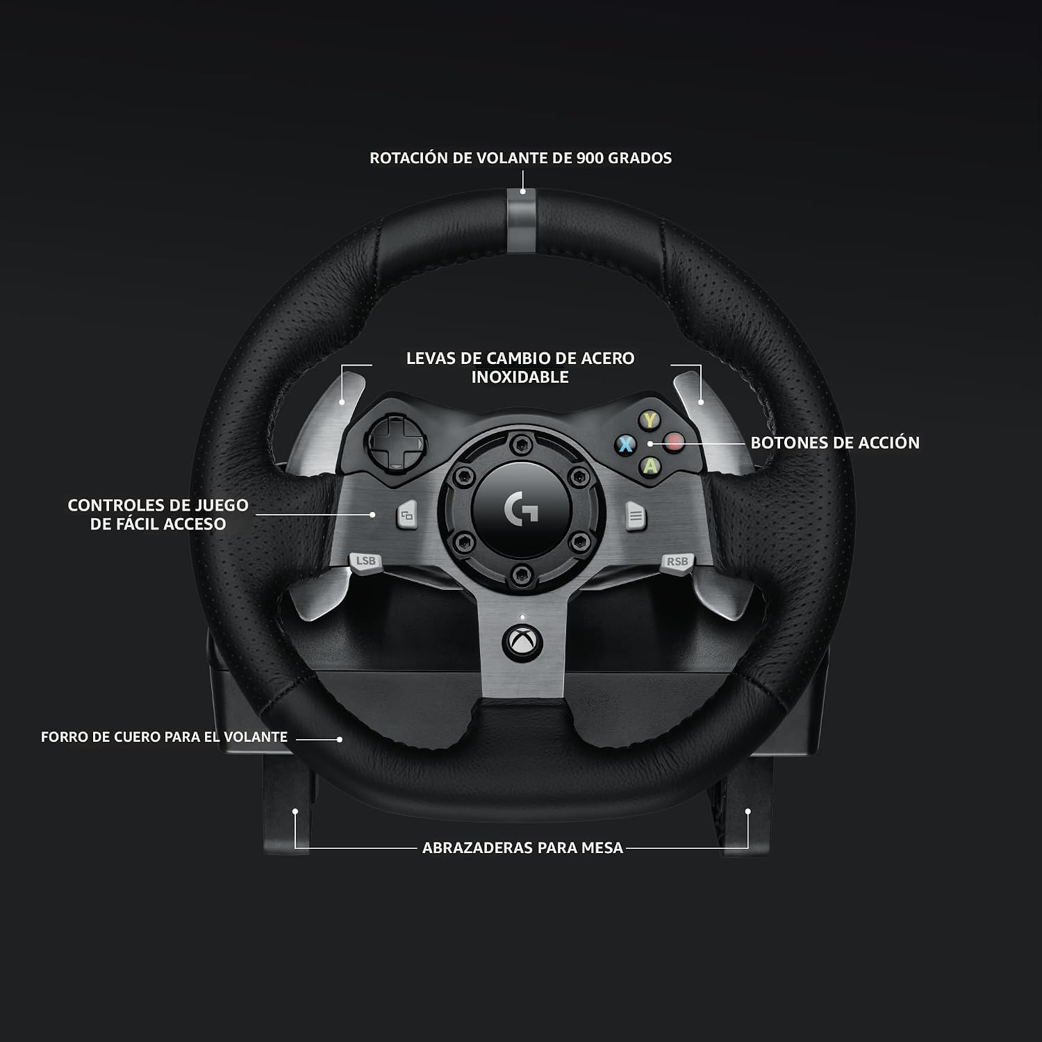 VOLANTE LOGITECH G920 DRIVING FORCE CON PEDALES Y PALANCA DE CAMBIOS PARA XBOX SERIES X|S, XBOX ONE Y PC - 5