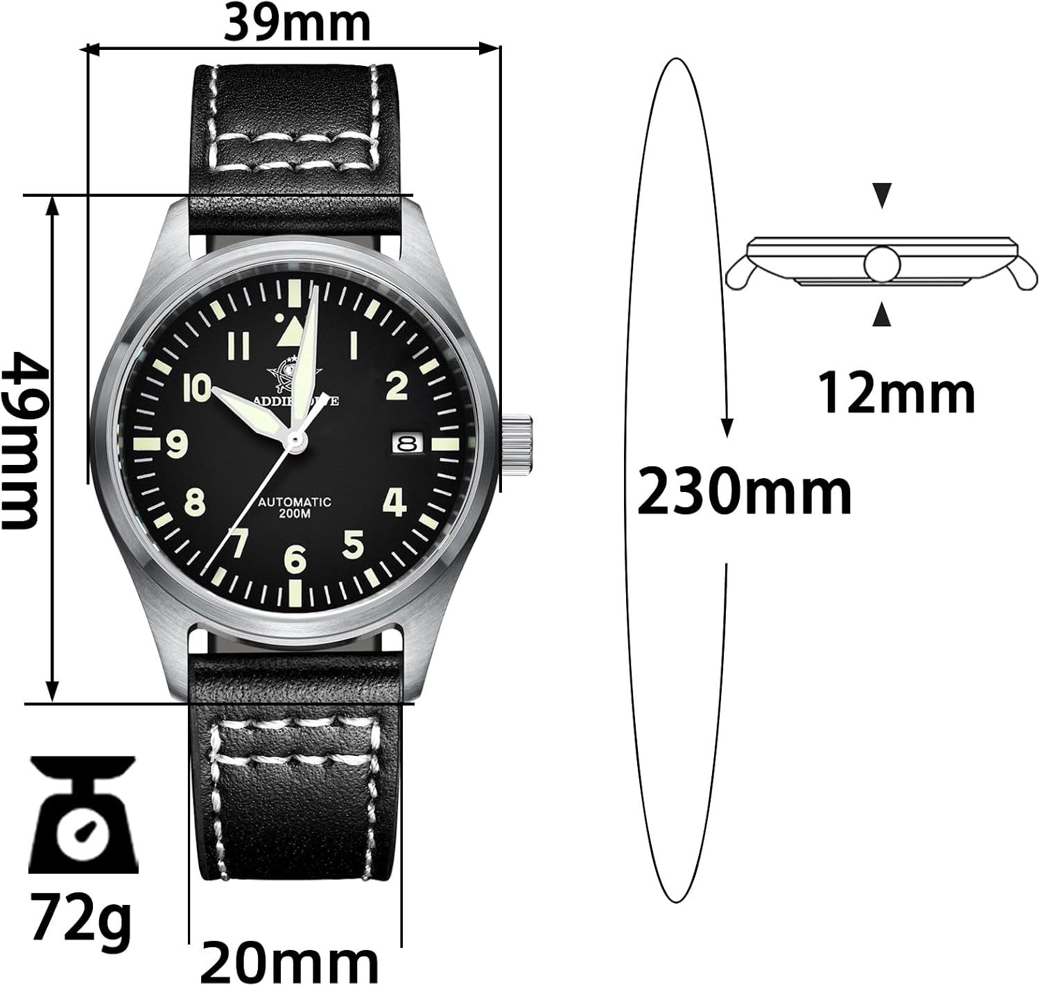 RELOJ ADDIESDIVE AUTOMÁTICO ACERO INOXIDABLE BUZO 200M ESFERA NEGRA - 2