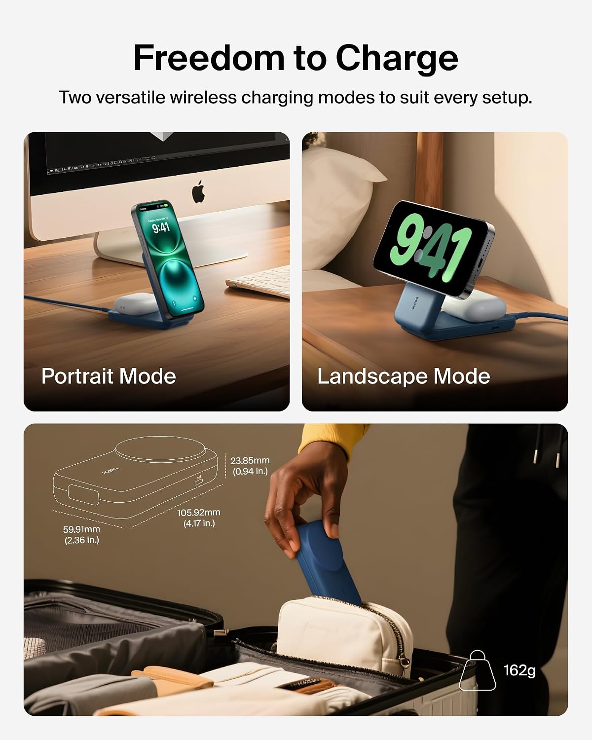 CARGADOR INALÁMBRICO BELKIN QI2.2 25W PLEGABLE 2 EN 1 CON PUERTO USB-C - 5