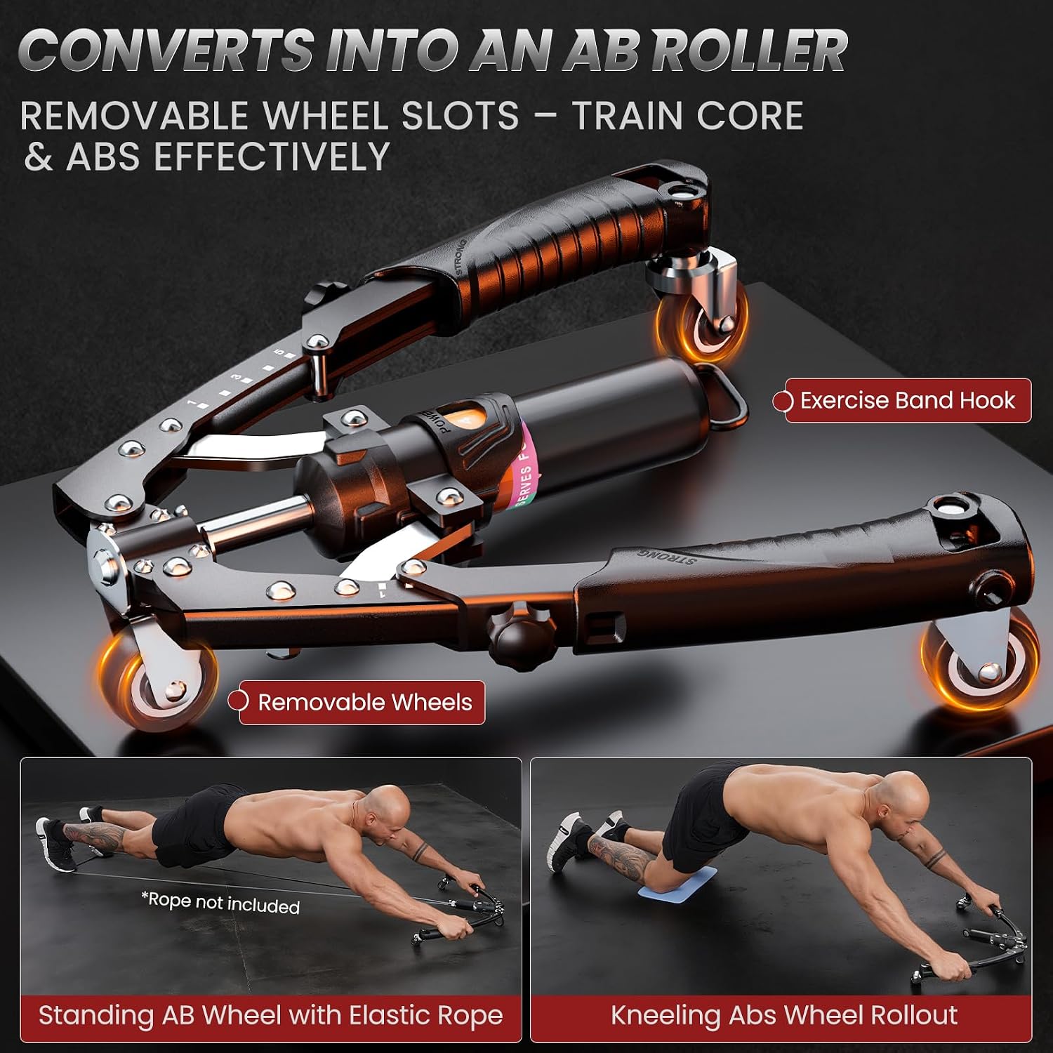 ENTRENADOR DE BRAZOS HIDRÁULICO WAKISA TWISTER 3 EN 1 AJUSTABLE 22-440 LBS CON RUEDAS Y GANCHOS - 4