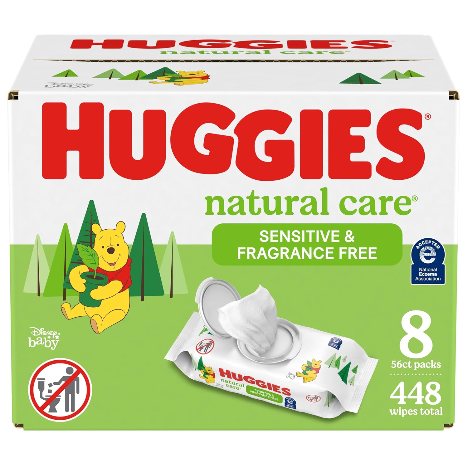 TOALLITAS HUMEDAS HUGGIES NATURAL CARE SENSITIVE SIN AROMA 8 PACKS 448 UNIDADES - 1