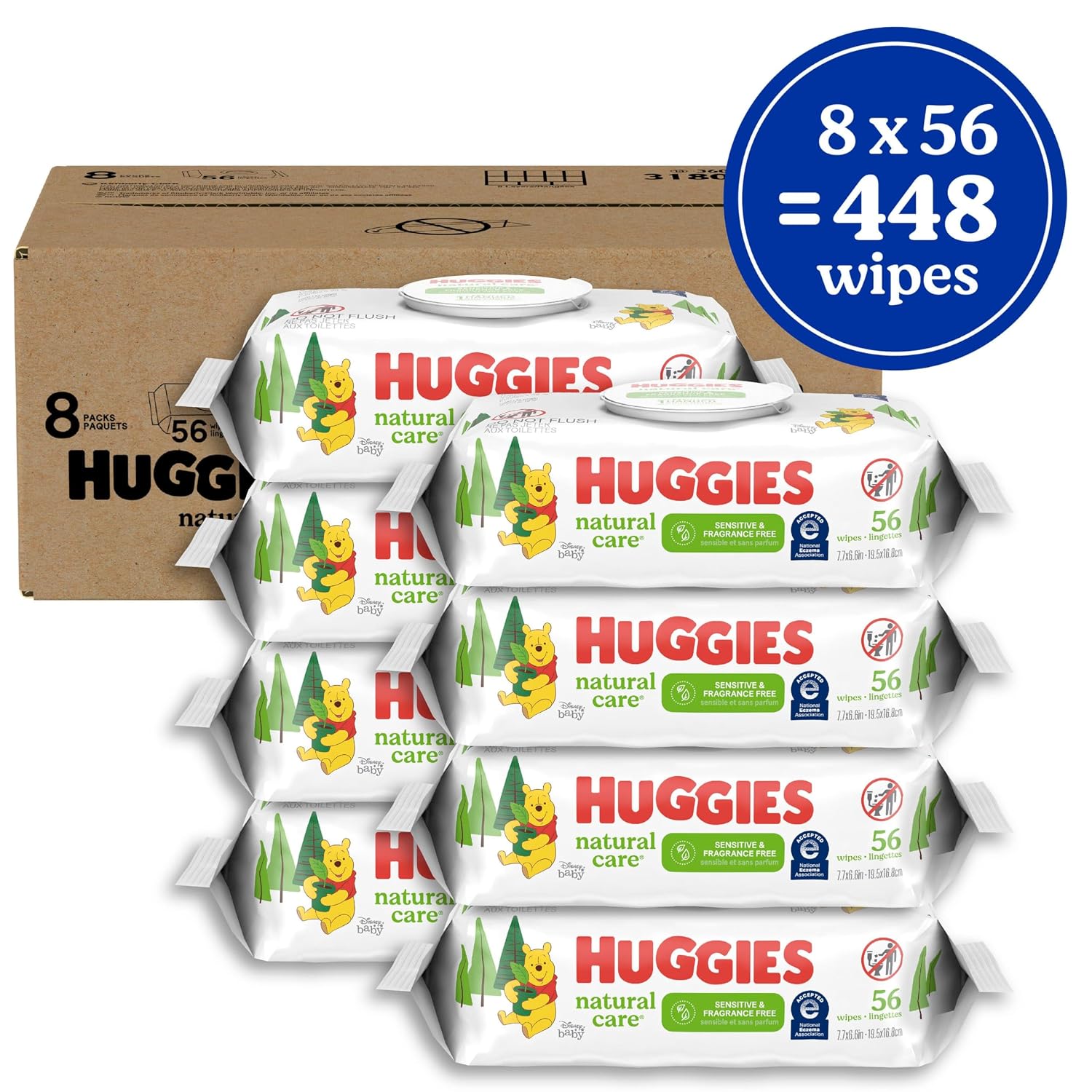 TOALLITAS HUMEDAS HUGGIES NATURAL CARE SENSITIVE SIN AROMA 8 PACKS 448 UNIDADES - 2