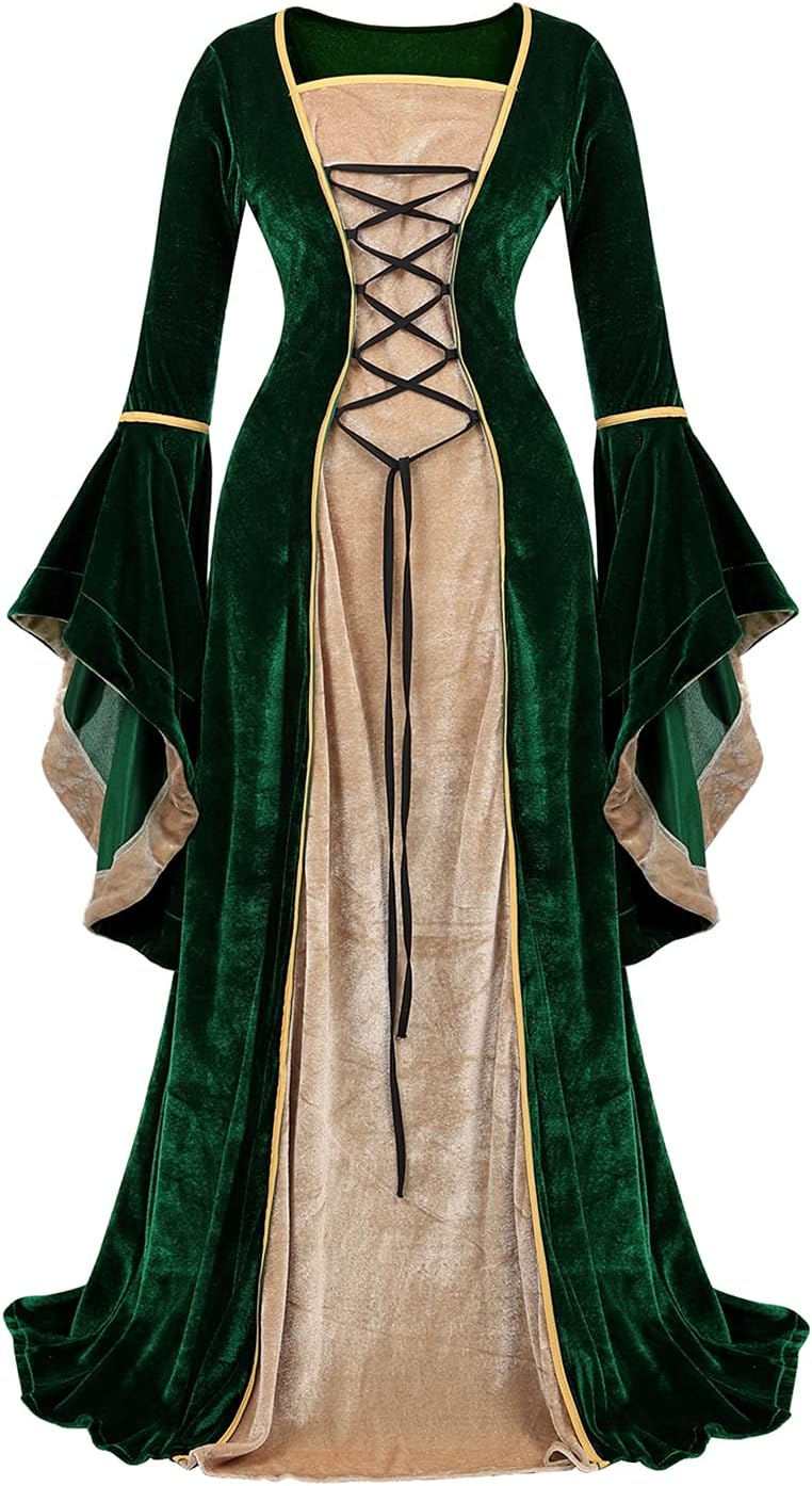 DISFRAZ MUJER LEHAUYA VESTIDO RENACENTISTA MEDIEVAL TERCIOPELO - 1