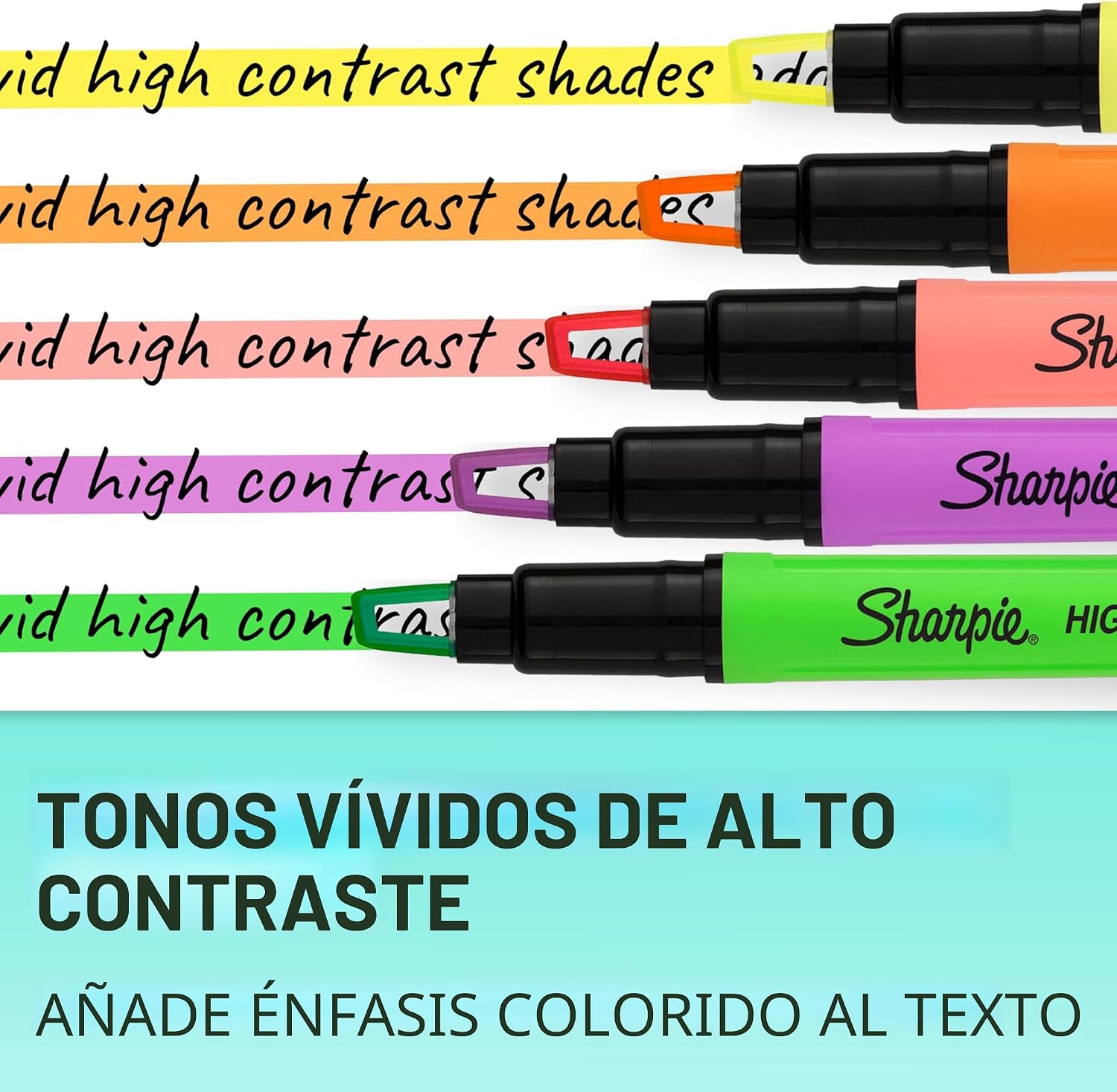 MARCADORES SHARPIE CLEAR VIEW HIGHLIGHTERS COLORES SURTIDOS PUNTA CINCEL 12 UNIDADES - 5