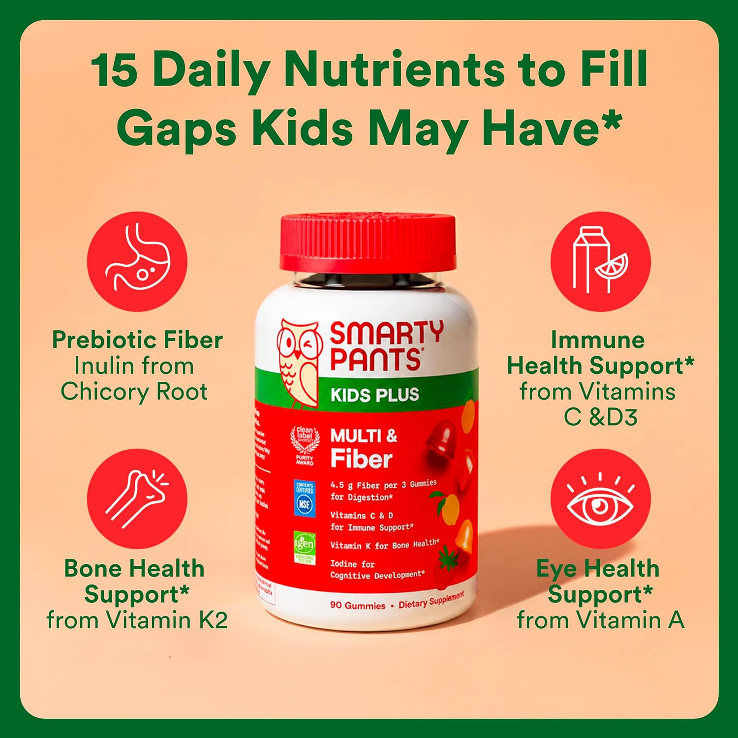 MULTIVITAMÍNICO SMARTYPANTS KIDS CON FIBRA GOMITAS 120 UNIDADES - 2