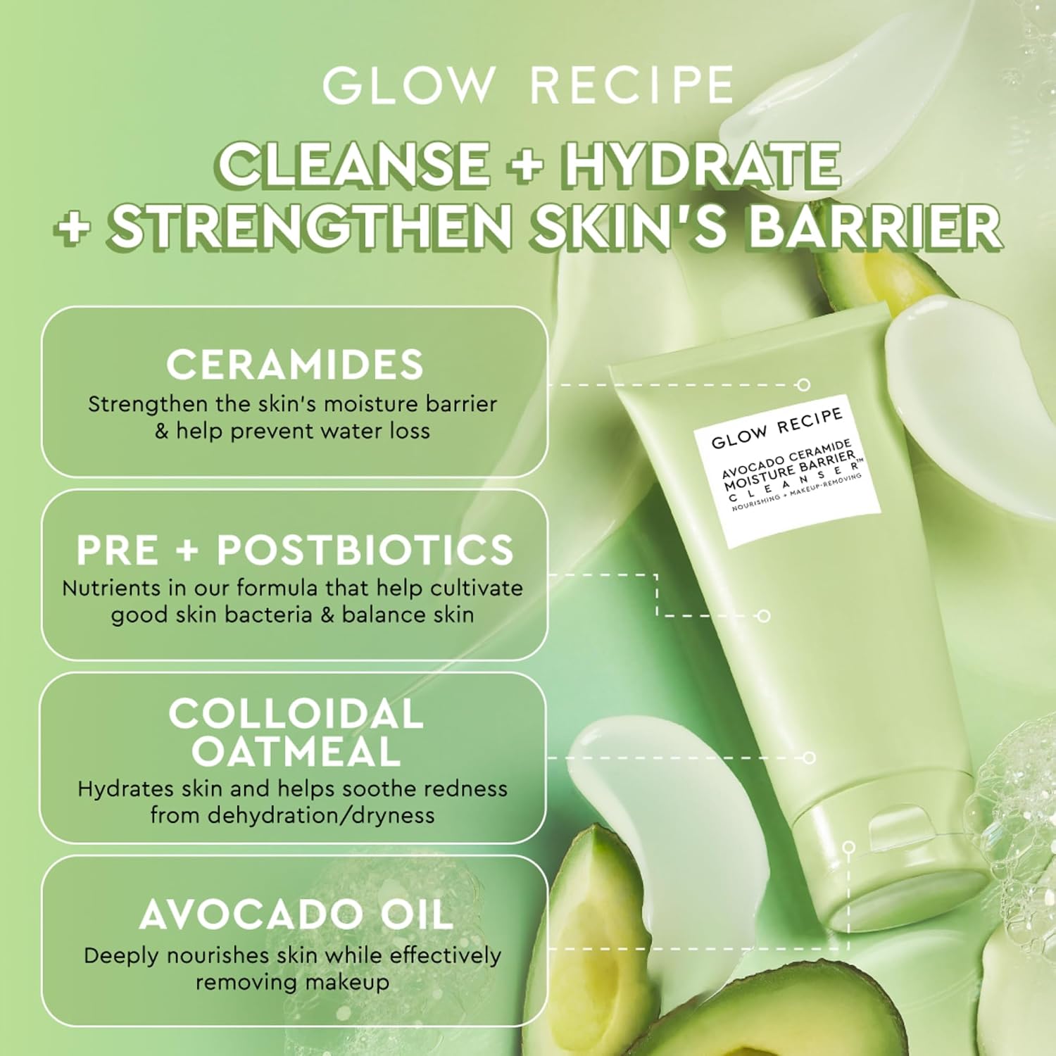 LIMPIADOR FACIAL GLOW RECIPE AVOCADO CERAMIDE 150ML - 2