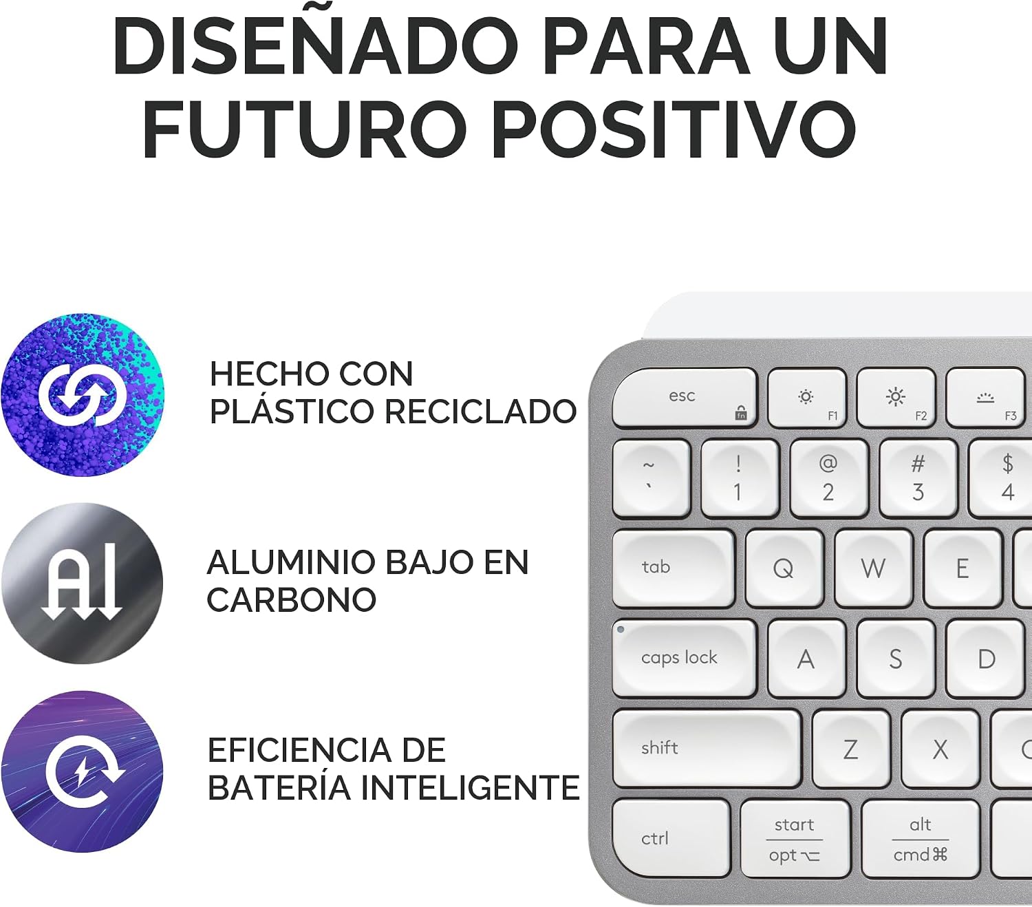 TECLADO INALÁMBRICO LOGITECH MX KEYS S PALE GREY - 5