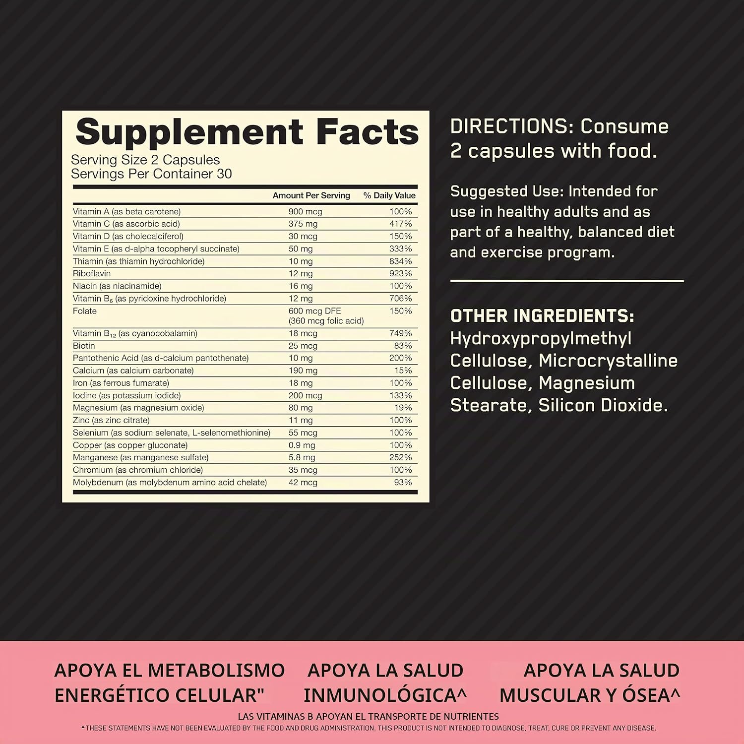 MULTIVITAMÍNICO OPTIMUM NUTRITION OPTI-WOMEN 120 TABLETAS - 5