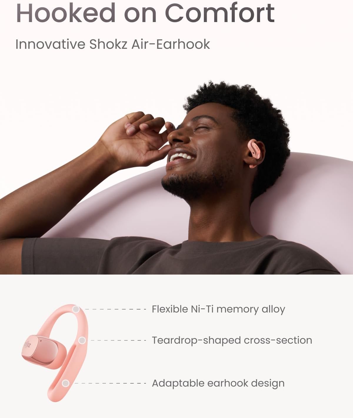 AUDÍFONOS SHOKZ OPENFIT AIR TRUE WIRELESS ROSA - 3