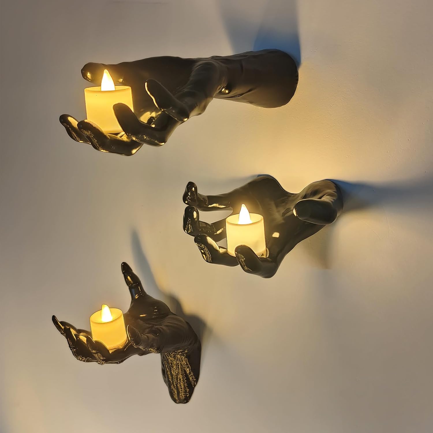 ADORNO DE HALLOWEEN DAZONGE 3 MANOS ESPELUZNANTES CON VELAS PARA PARED - 1