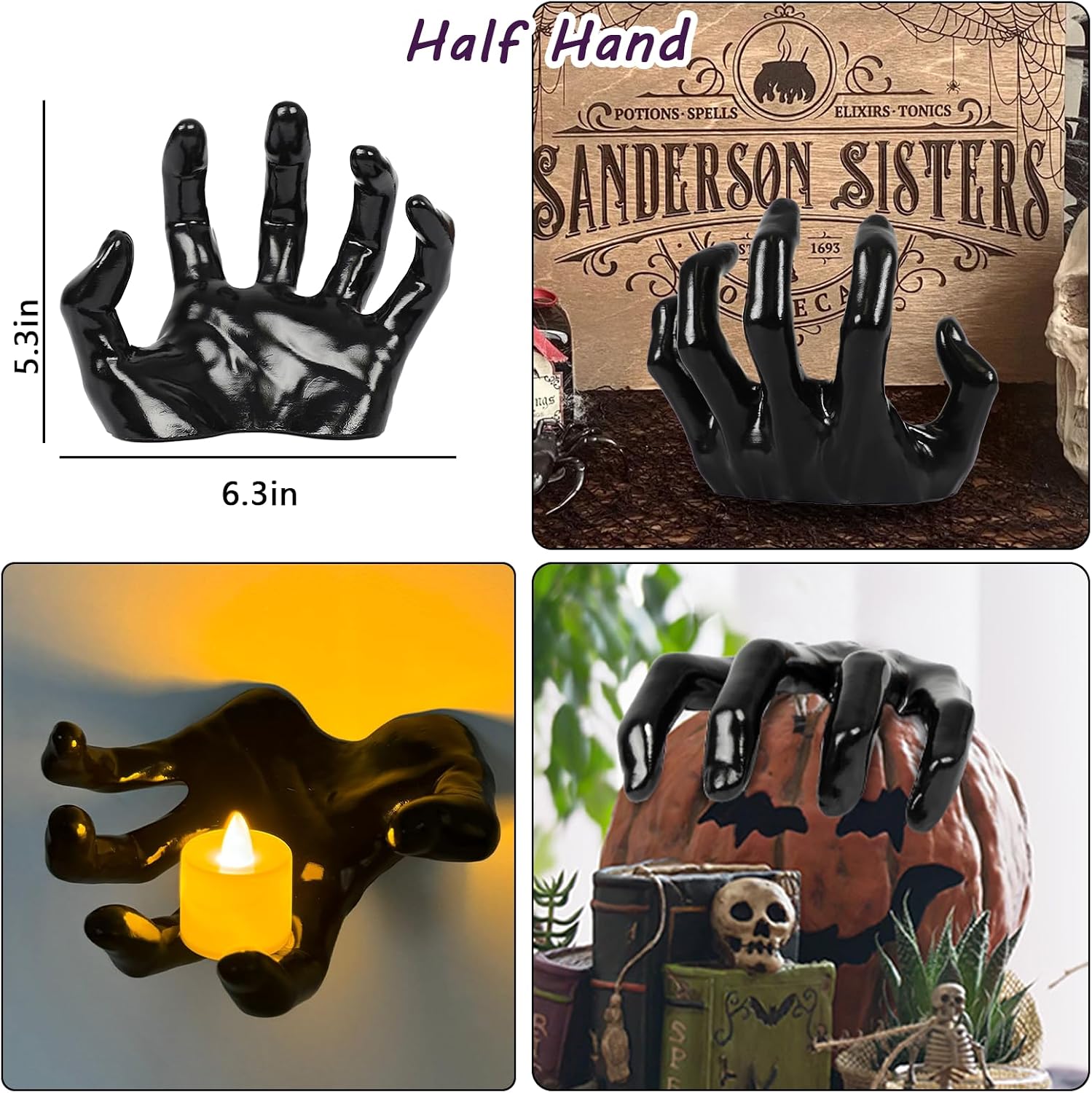 ADORNO DE HALLOWEEN DAZONGE 3 MANOS ESPELUZNANTES CON VELAS PARA PARED - 5
