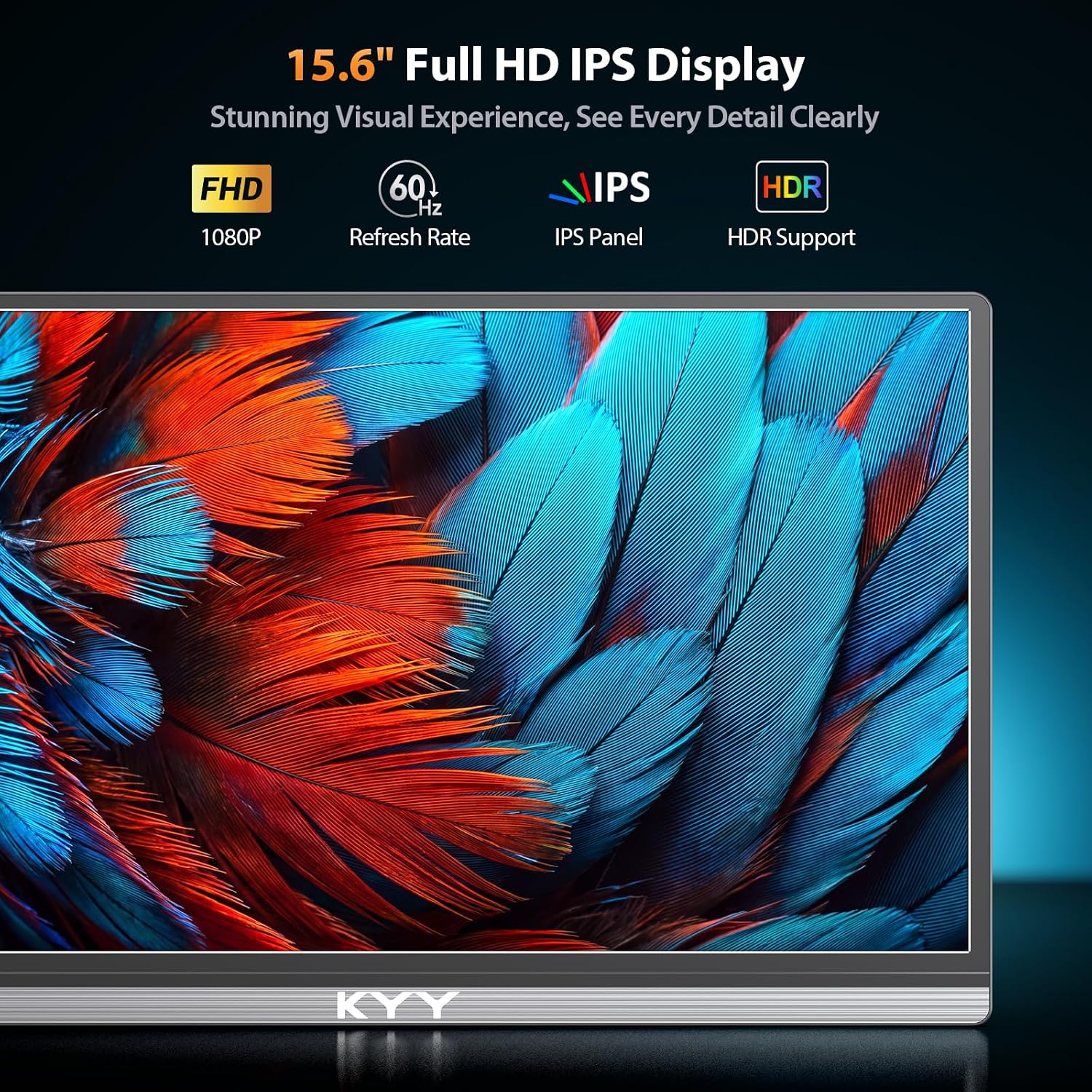 MONITOR PORTÁTIL KYY 15.6 PULGADAS 1080P CON CUBIERTA - 3