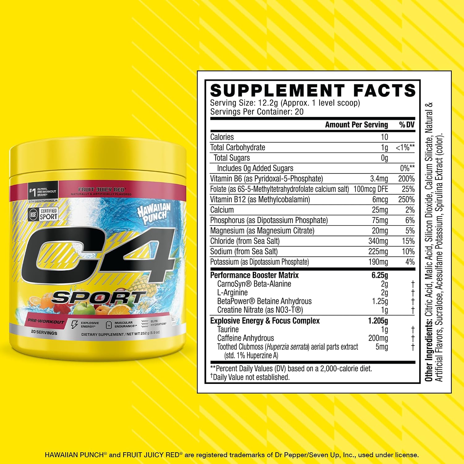 PRE WORKOUT CELLUCOR C4 SPORT 200MG CAFEÍNA SABOR HAWAIIAN PUNCH 20 PORCIONES - 2