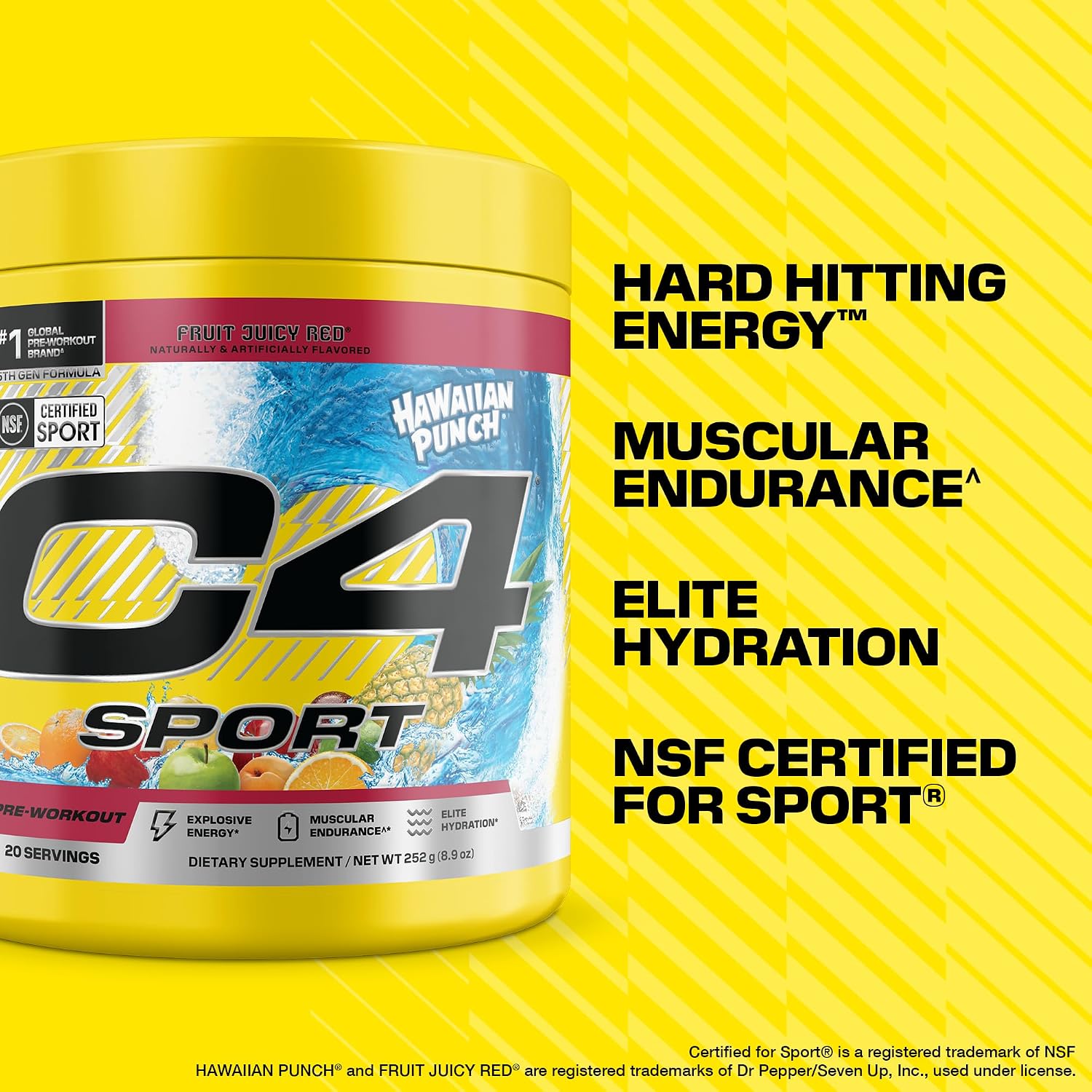 PRE WORKOUT CELLUCOR C4 SPORT 200MG CAFEÍNA SABOR HAWAIIAN PUNCH 20 PORCIONES - 4
