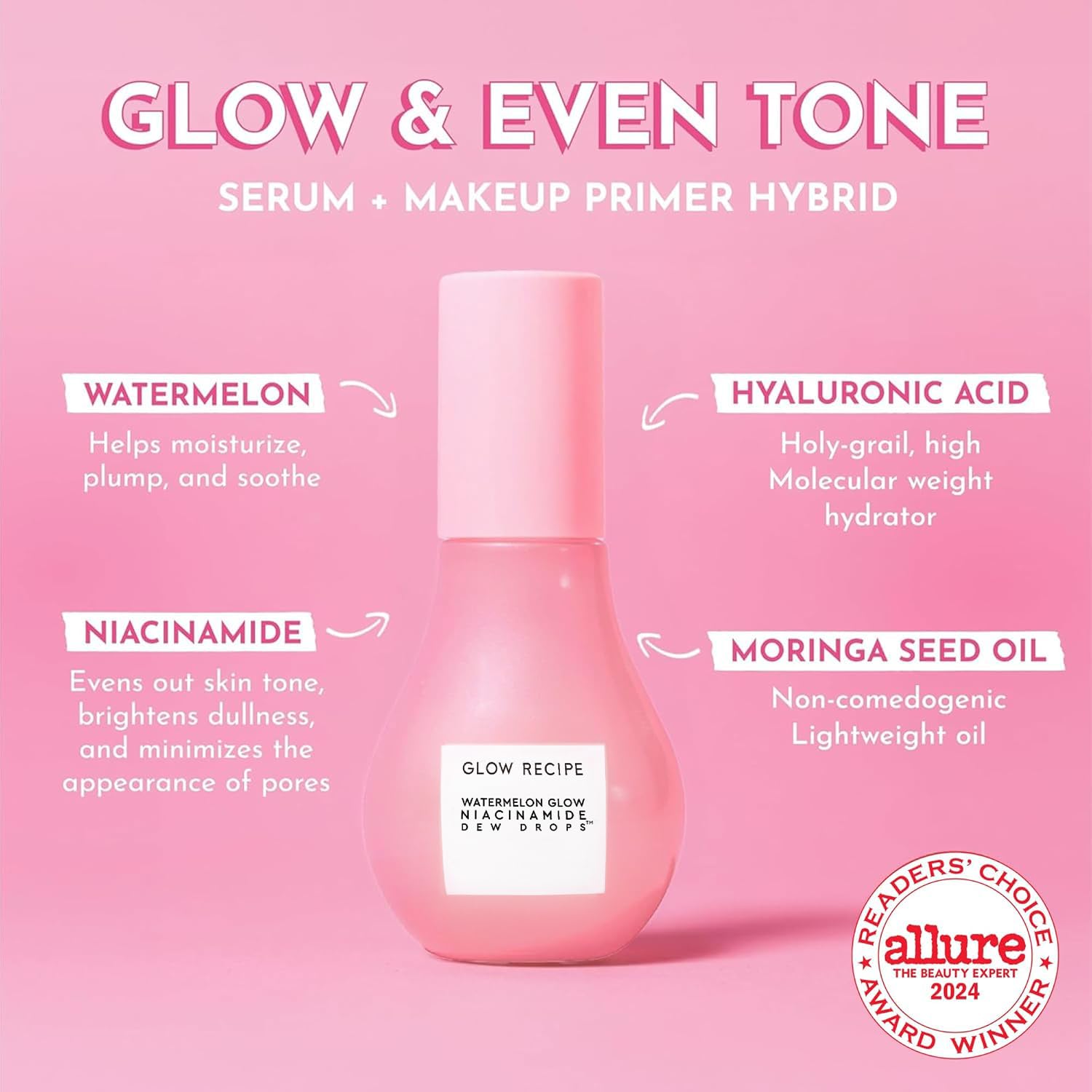SUERO FACIAL GLOW RECIPE WATERMELON NIACINAMIDE DEW DROPS 40ML - 2