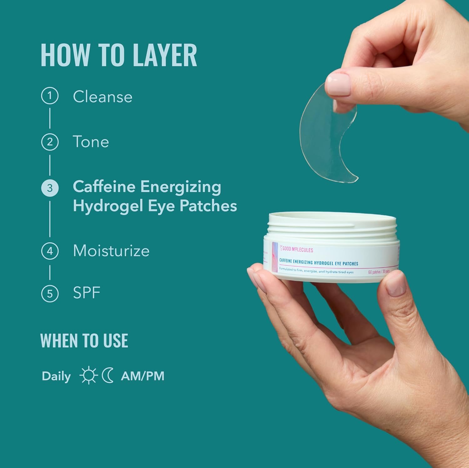 PARCHE HIDROGEL PARA OJOS GOOD MOLECULES CAFFEINE ENERGIZING 30 PARES - 5