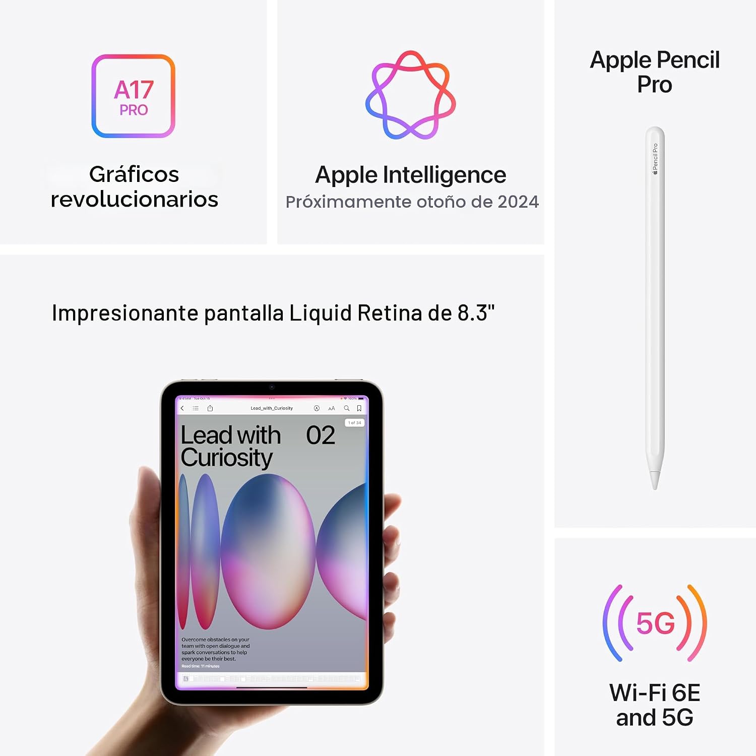 TABLET APPLE IPAD MINI A17 PRO 256GB WI-FI 6E + 5G SPACE GRAY - 4