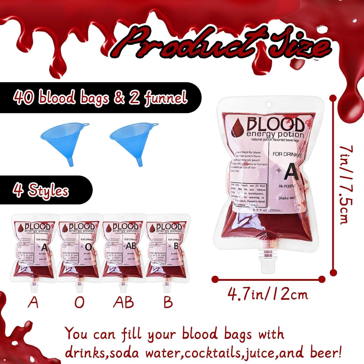 SET DE 40 BOLSAS PARA BEBIDAS WOOZETTN 250 ML TRANSPARENTES PARA HALLOWEEN - 2