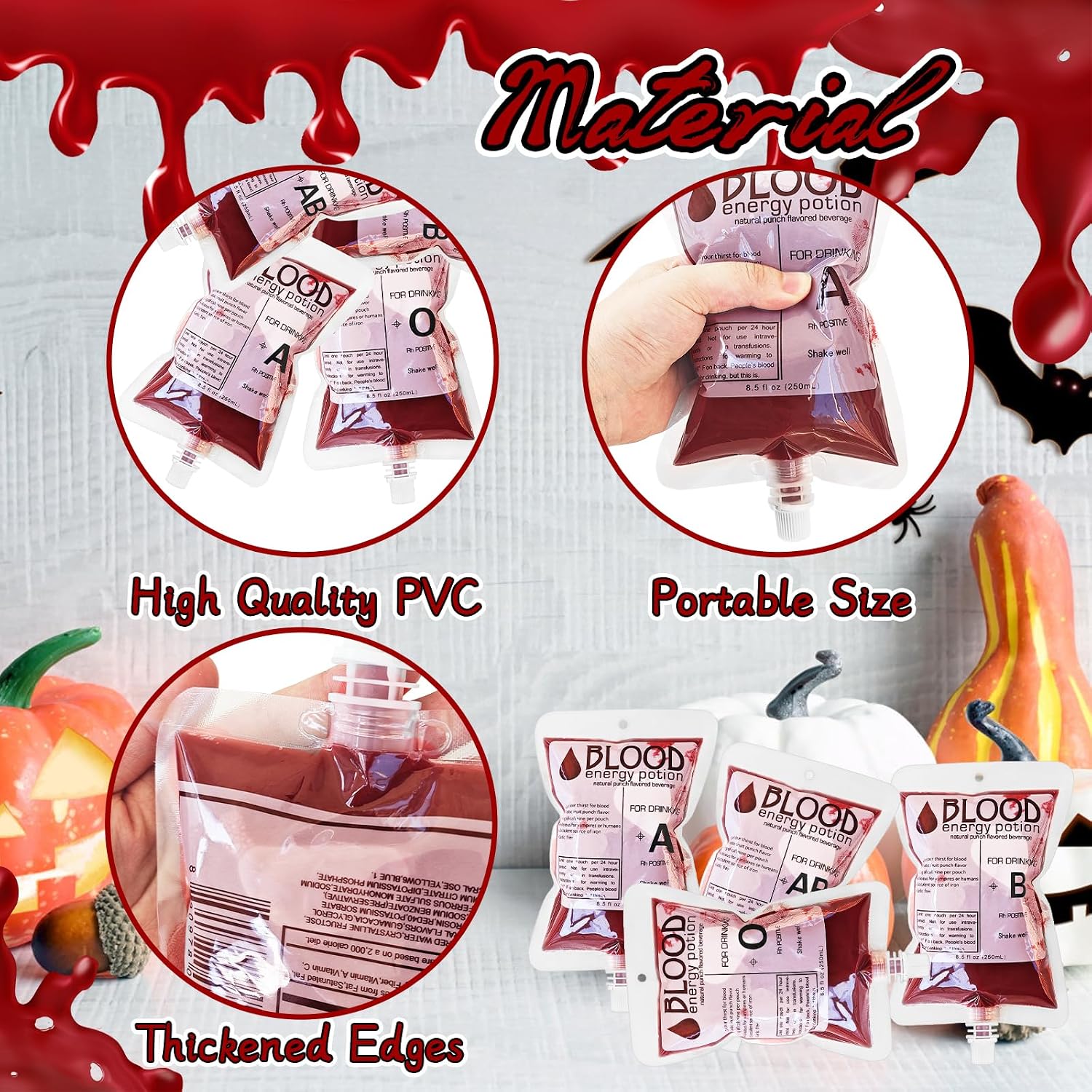 SET DE 40 BOLSAS PARA BEBIDAS WOOZETTN 250 ML TRANSPARENTES PARA HALLOWEEN - 3