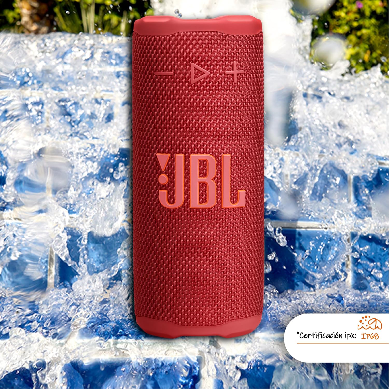 PARLANTE PORTÁTIL JBL GRIP BLUETOOTH IMPERMEABLE LUZ AMBIENTAL ROJO - 2