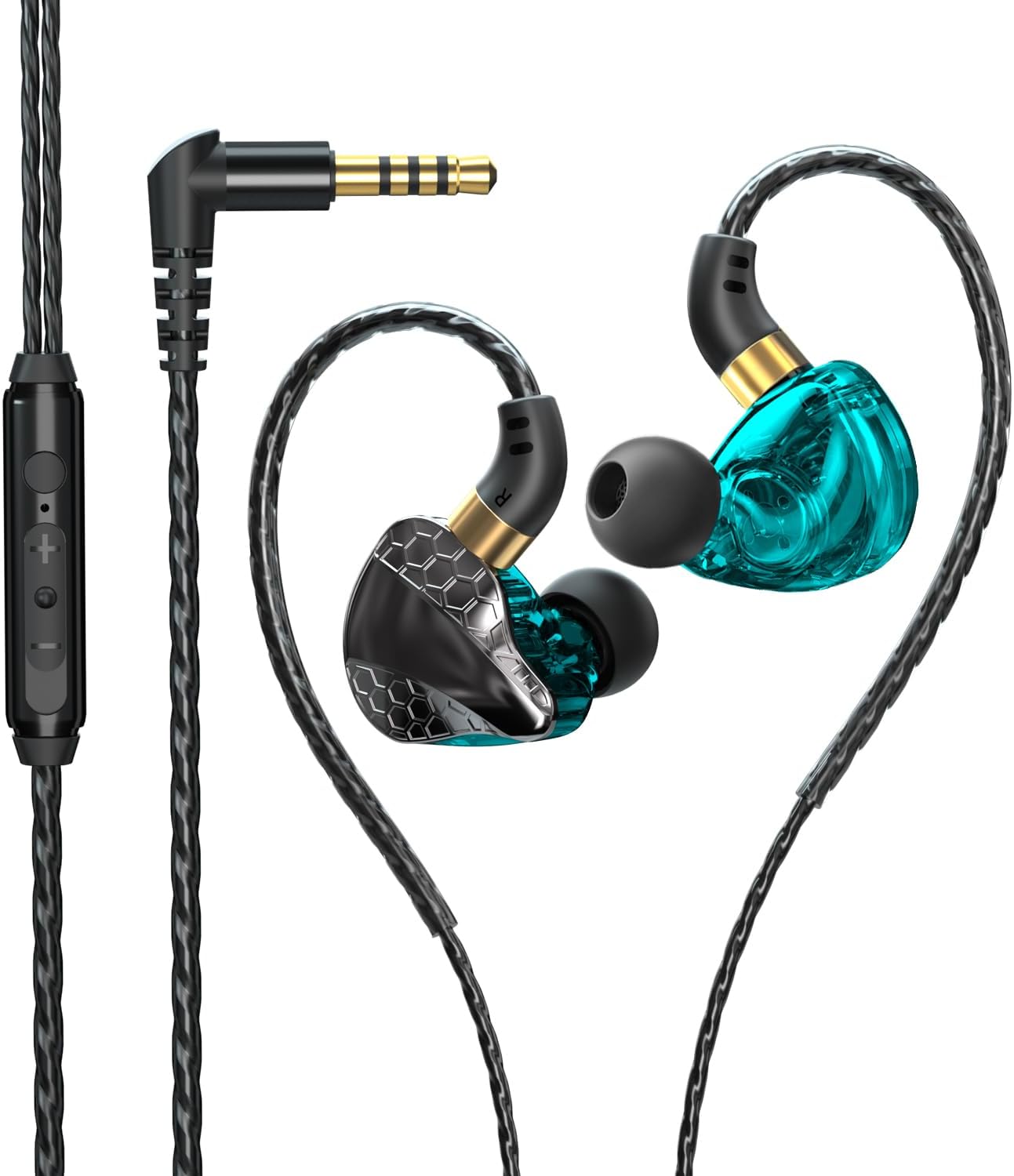 AUDÍFONOS IN-EAR YOUWEIQU MODELO 3.5MM CON MICRÓFONO AZUL - 1