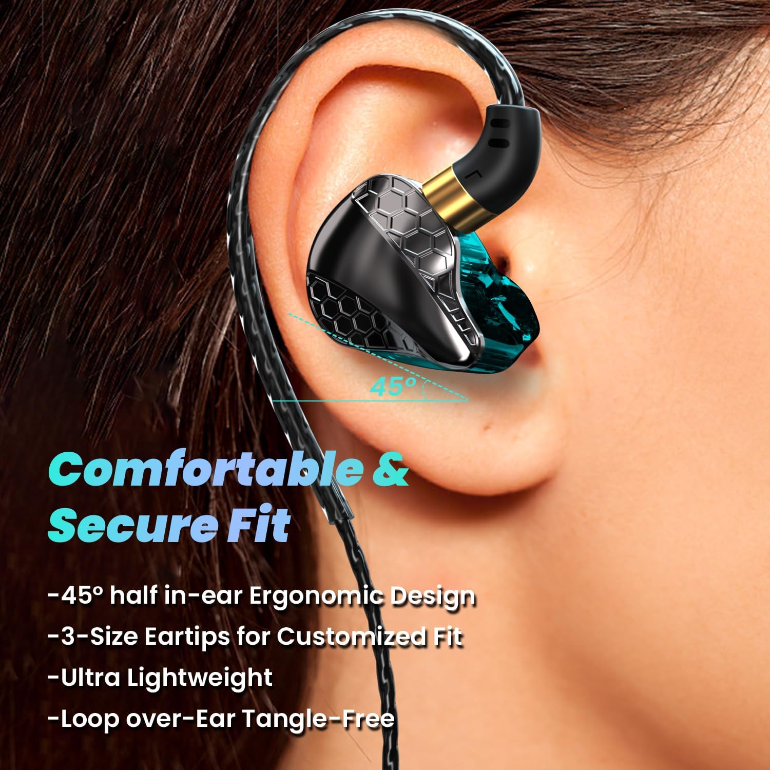 AUDÍFONOS IN-EAR YOUWEIQU MODELO 3.5MM CON MICRÓFONO AZUL - 5