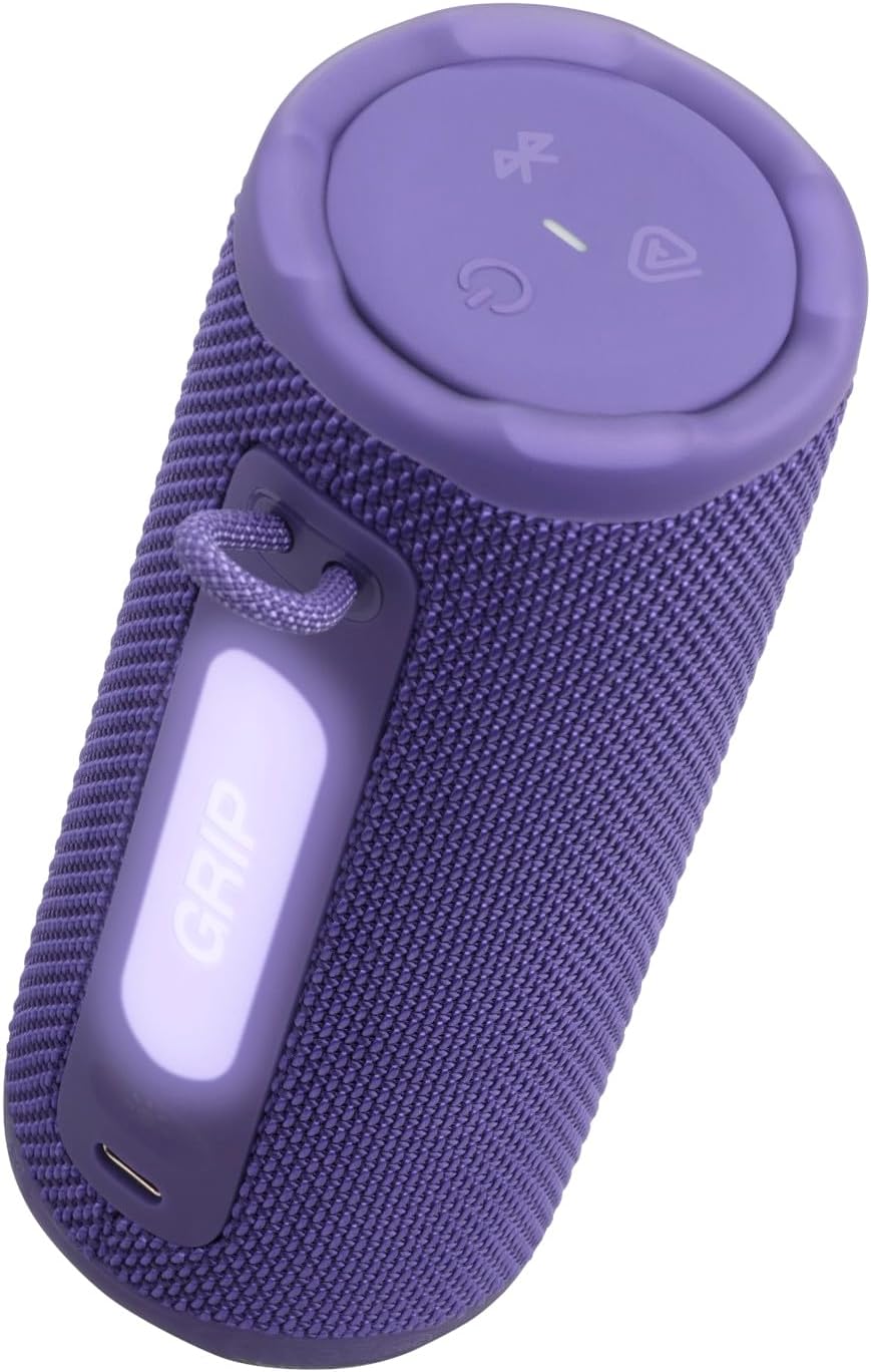 PARLANTE PORTÁTIL JBL GRIP BLUETOOTH IMPERMEABLE LUZ AMBIENTAL MORADO - 2