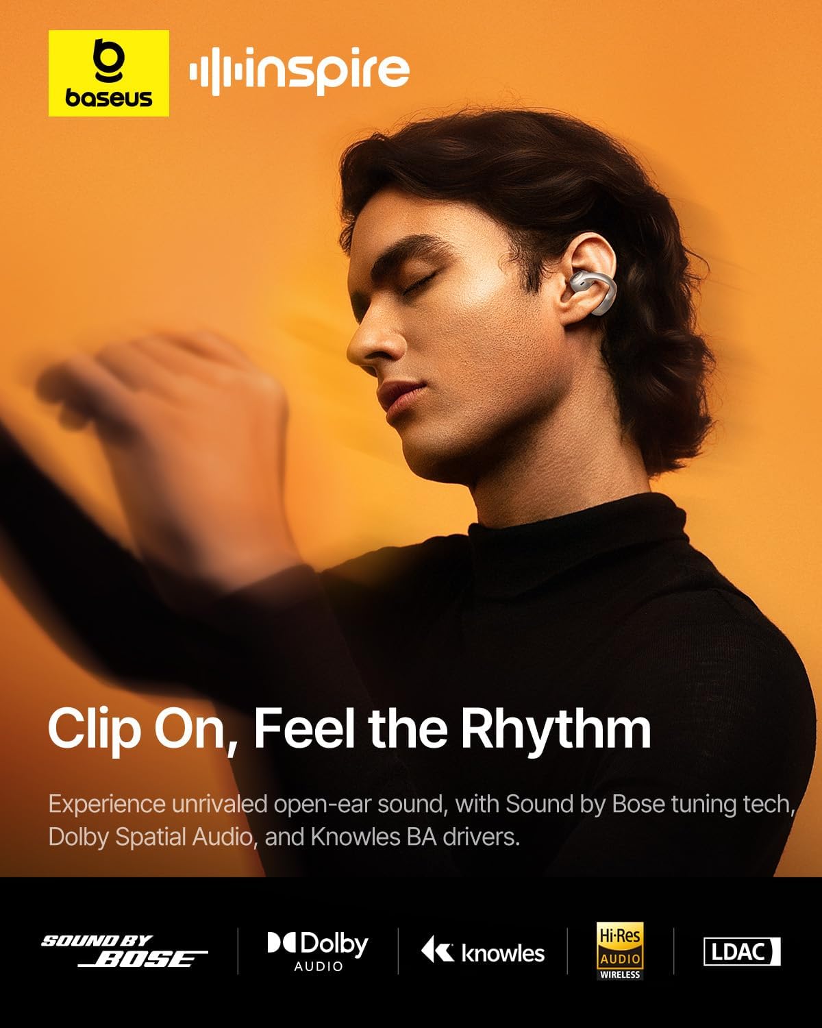 AUDÍFONOS BASEUS INSPIRE XC1 OPEN EAR BLUETOOTH TITANIO - 2
