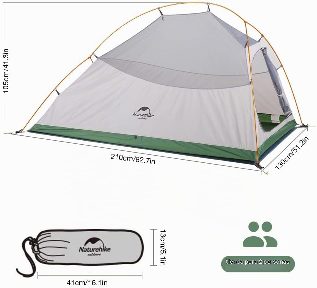 CARPA NATUREHIKE CLOUD-UP 2 PERSONAS ULTRALIGERA CON PISO Y ESTRUCTURA DE ALUMINIO - 2