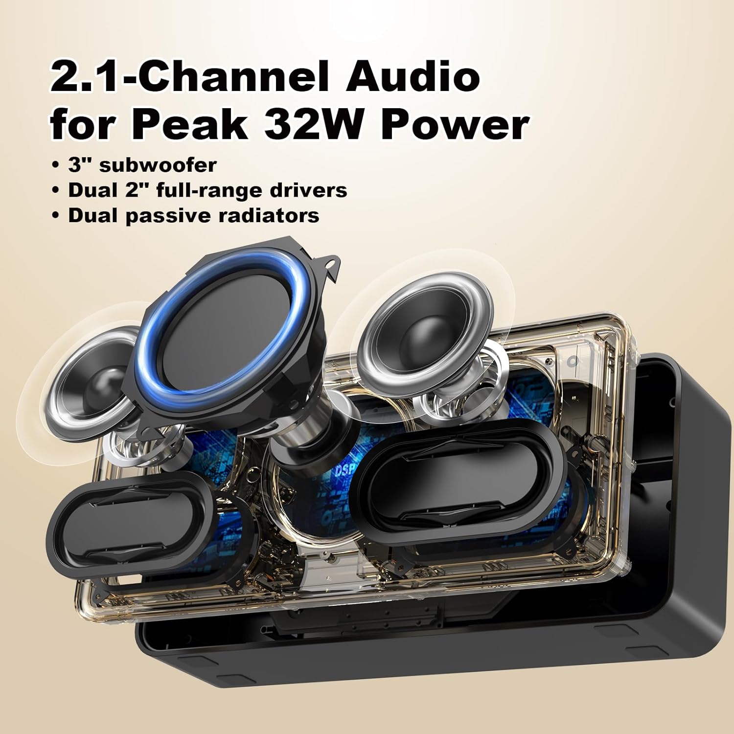 PARLANTE PORTÁTIL DOSS SOUNDBOX XL 32W BLUETOOTH DORADO - 2