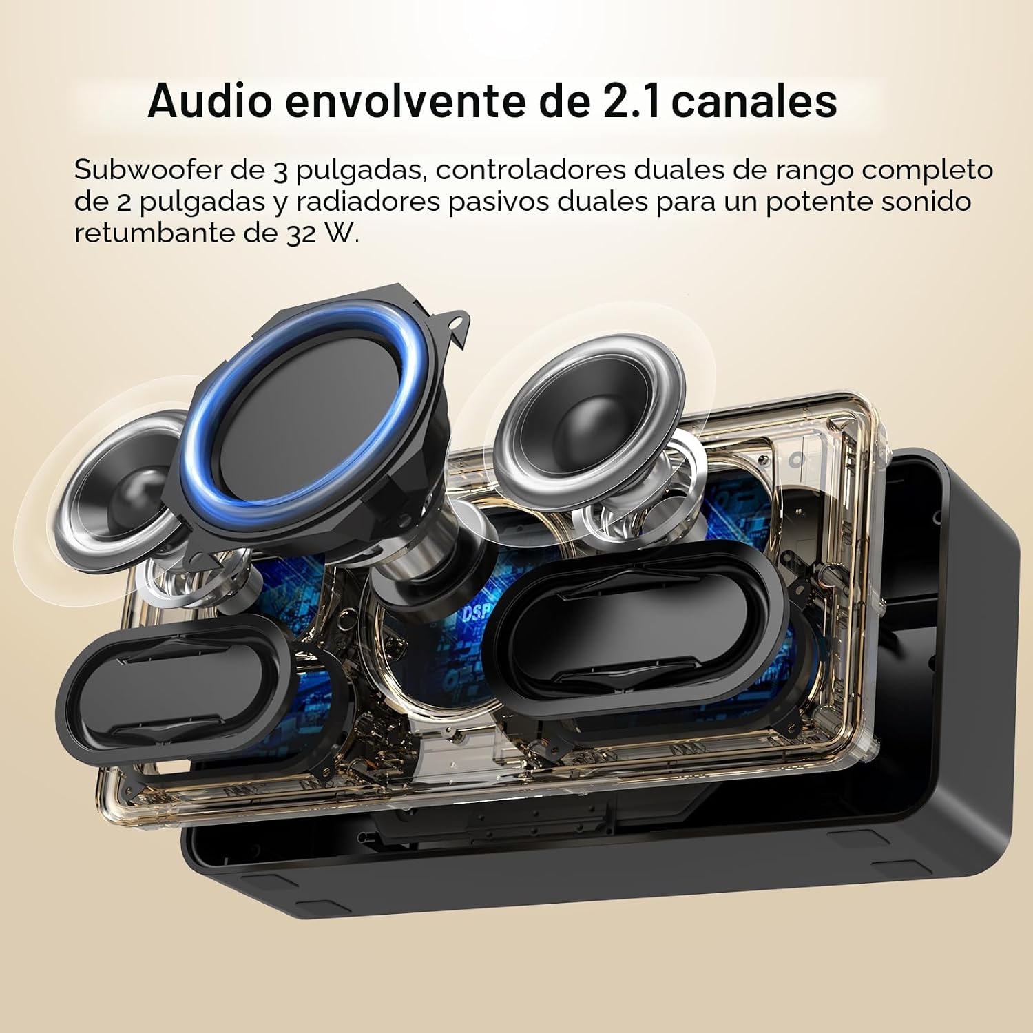 PARLANTE PORTÁTIL DOSS SOUNDBOX XL 32W BLUETOOTH NEGRO - 2