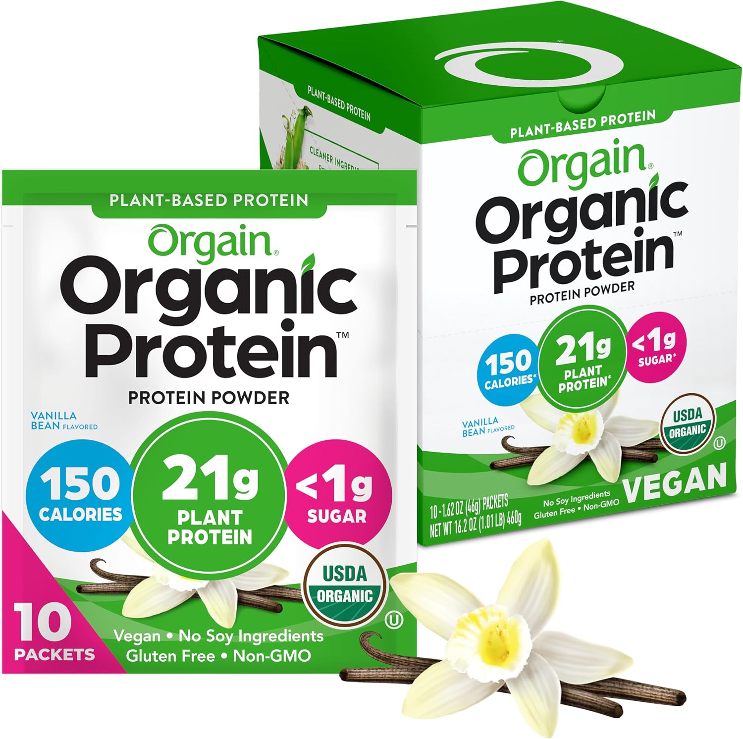 POLVO DE PROTEÍNA ORGAIN VAINILLA BEAN 21G VEGANO 2.03 LB - 1