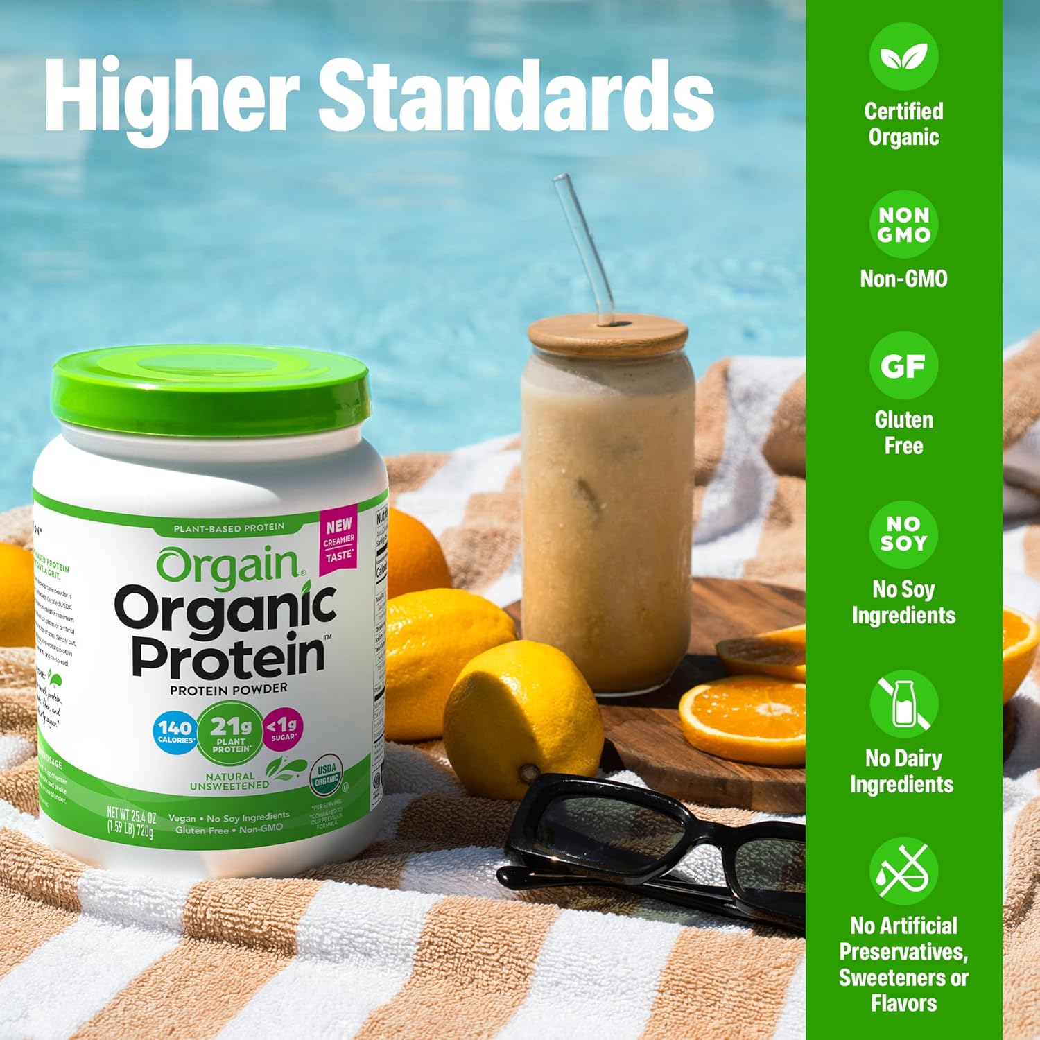 POLVO DE PROTEÍNA ORGÁNICA VEGANA ORGAIN VAINILLA BEAN 21G 2.03 LB - 4