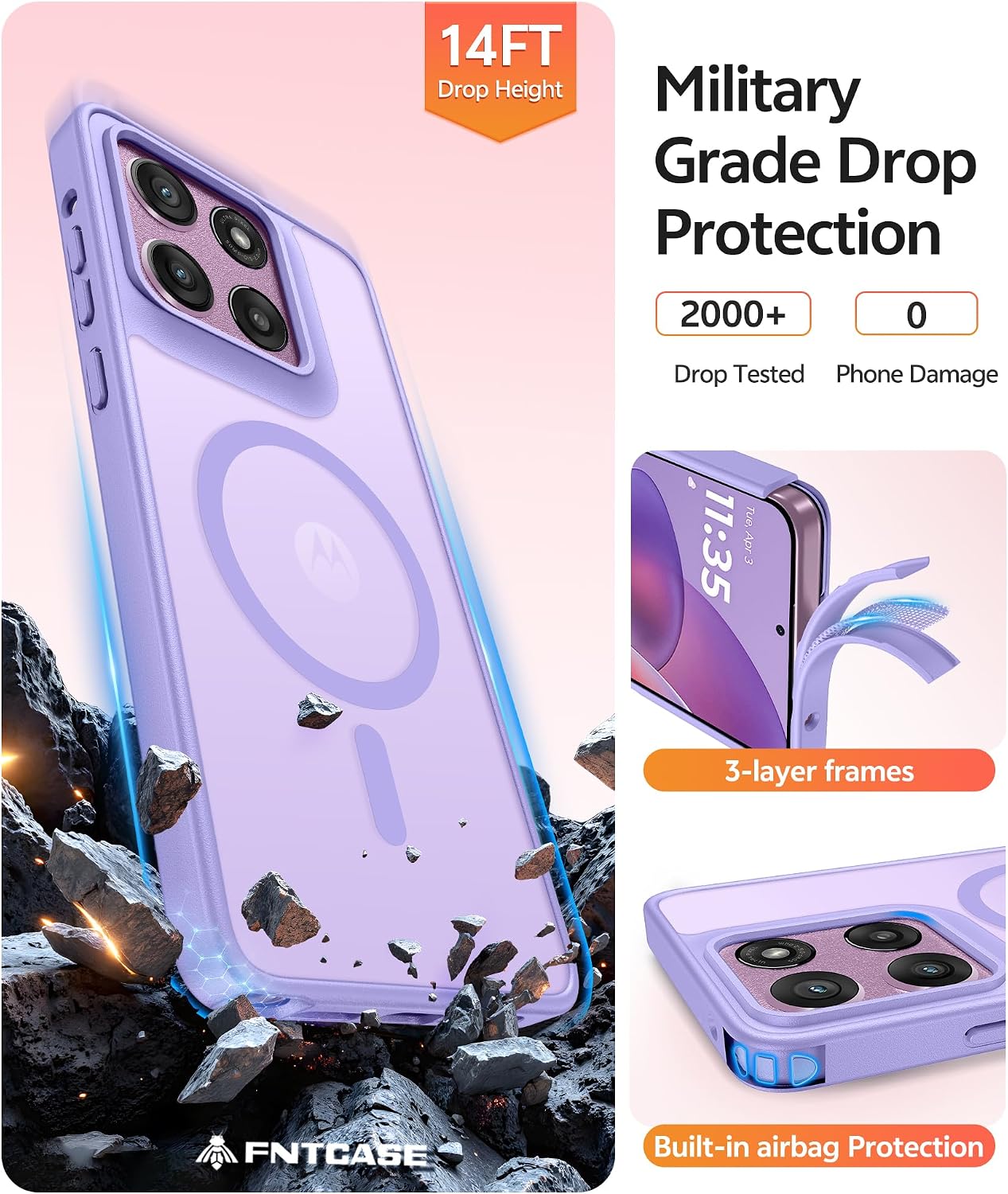 FUNDA PARA MOTO G STYLUS 2026/2025 FNTCASE LIGHT PURPLE - 5
