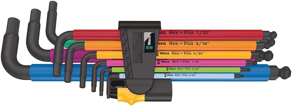 SET DE LLAVES HEXAGONALES WERA 950/9 HEX-PLUS IMPERIAL CON PUNTA BOLA 5/64-3/8 PULG 9 PIEZAS - 1