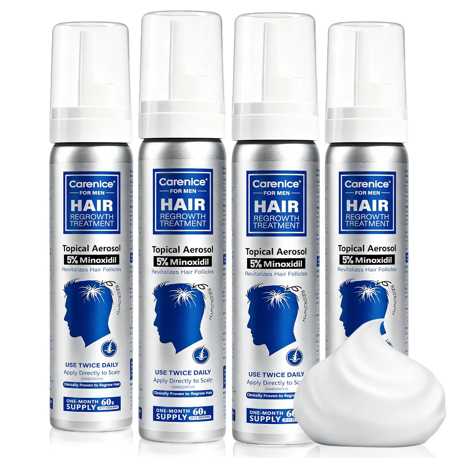 TRATAMIENTO PARA CRECIMIENTO DE CABELLO Y BARBA CARENICE MINOXIDIL 5% ESPUMA SIN AROMA 8.44OZ - 1